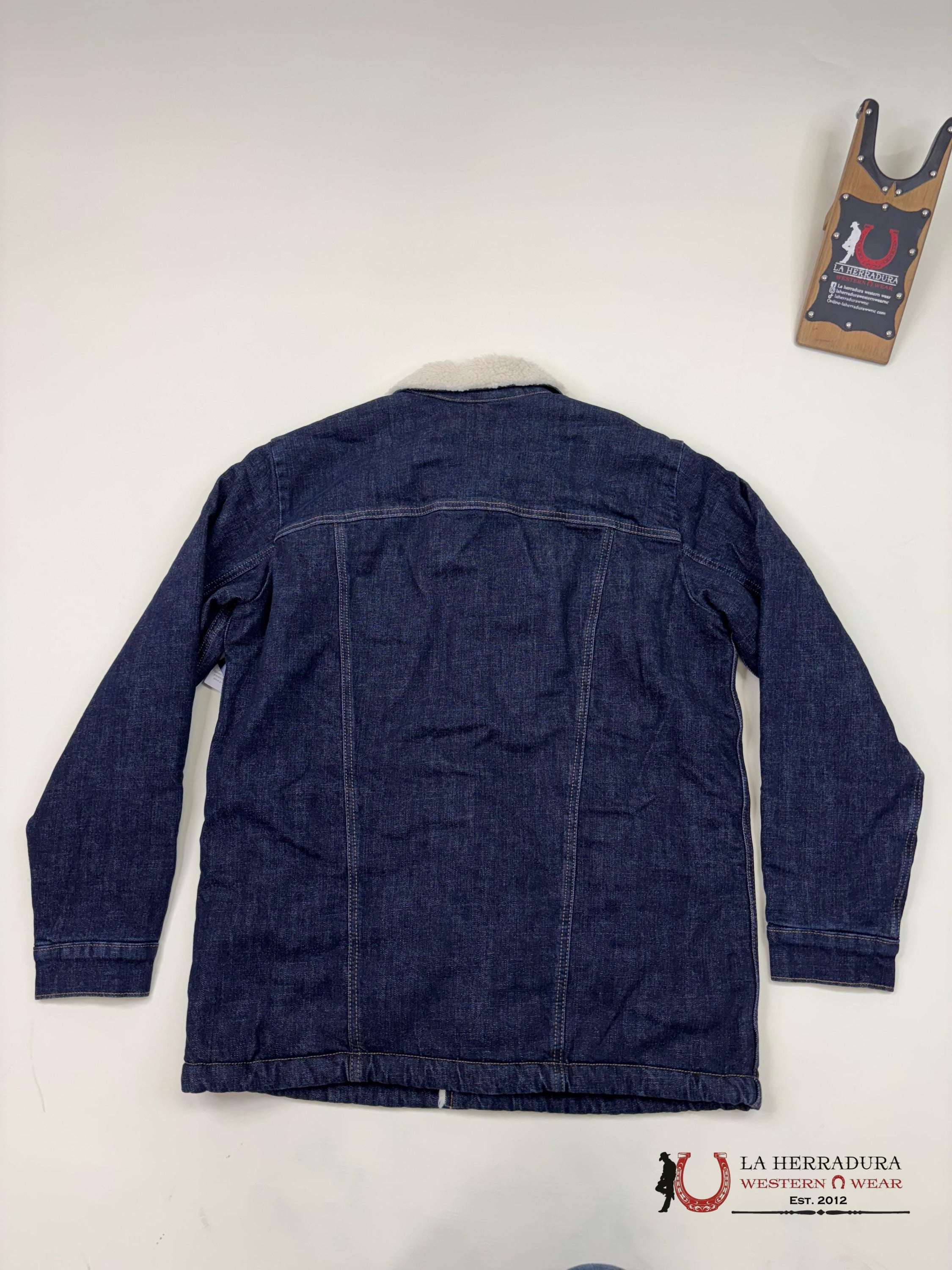 Wrangler Men’s Western Sherpa Lined Denim Wrange Jacket In Rustic Navy Ropa Hombres