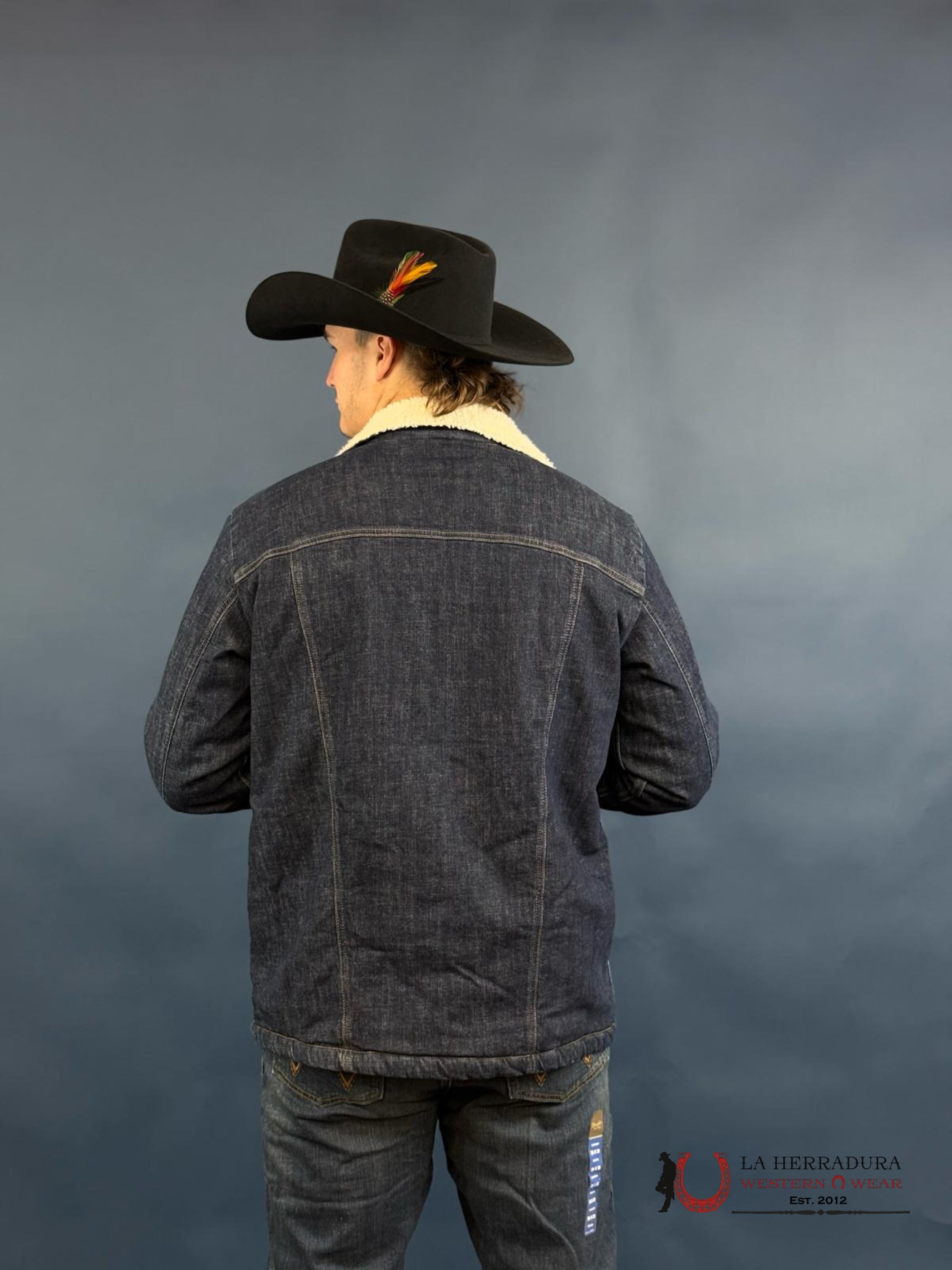 Wrangler Men’s Western Sherpa Lined Denim Wrange Jacket In Rustic Navy Ropa Hombres