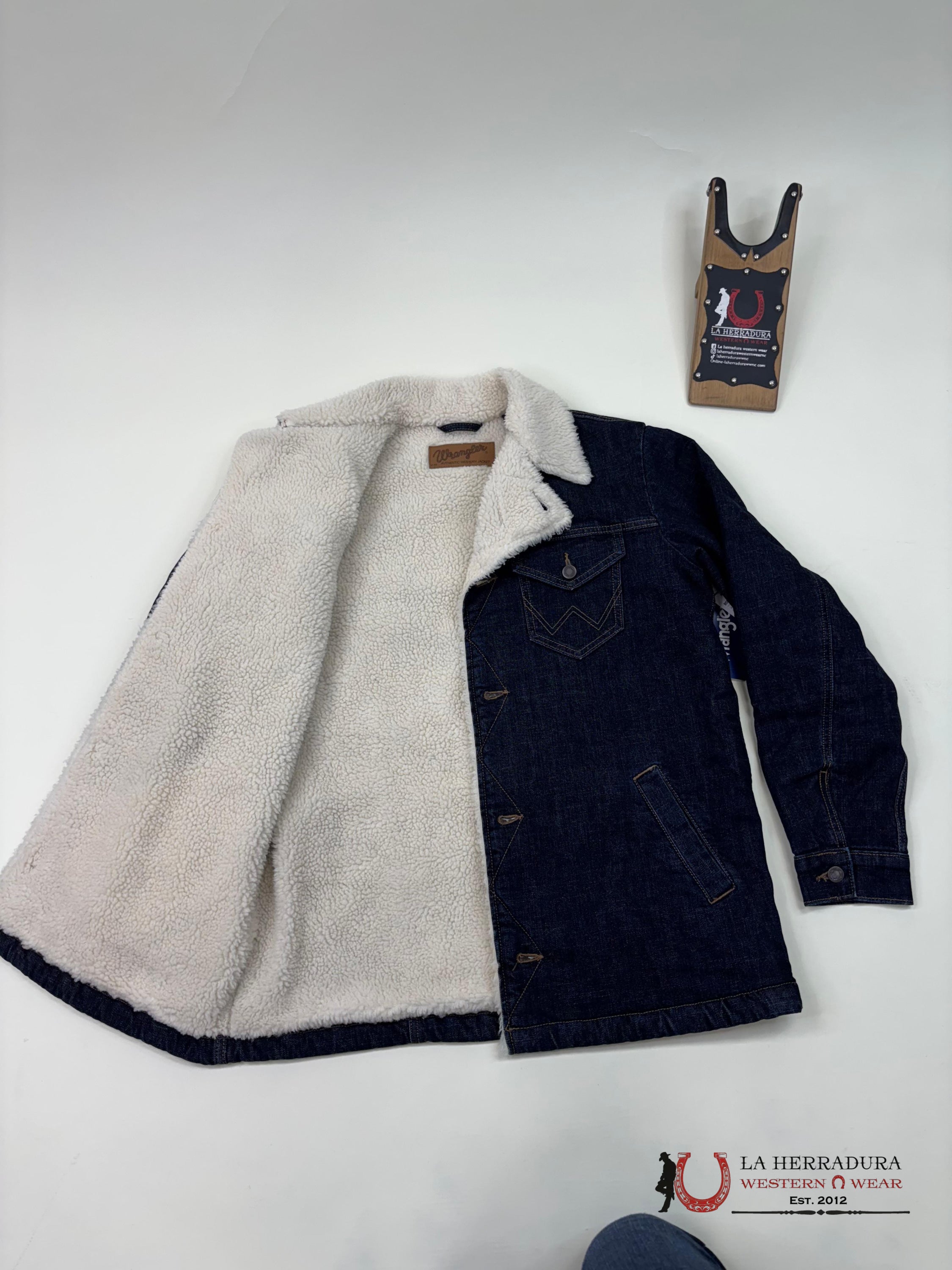 Wrangler Men’s Western Sherpa Lined Denim Wrange Jacket In Rustic Navy Ropa Hombres