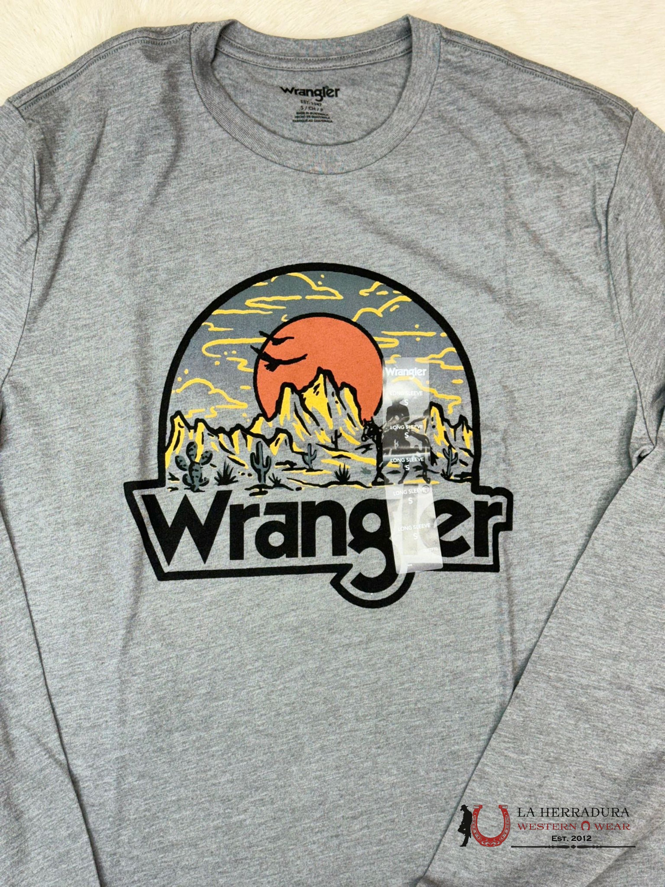 Wrangler Mountain Sunset Charcoal Grey Long Sleeve Ropa Hombres