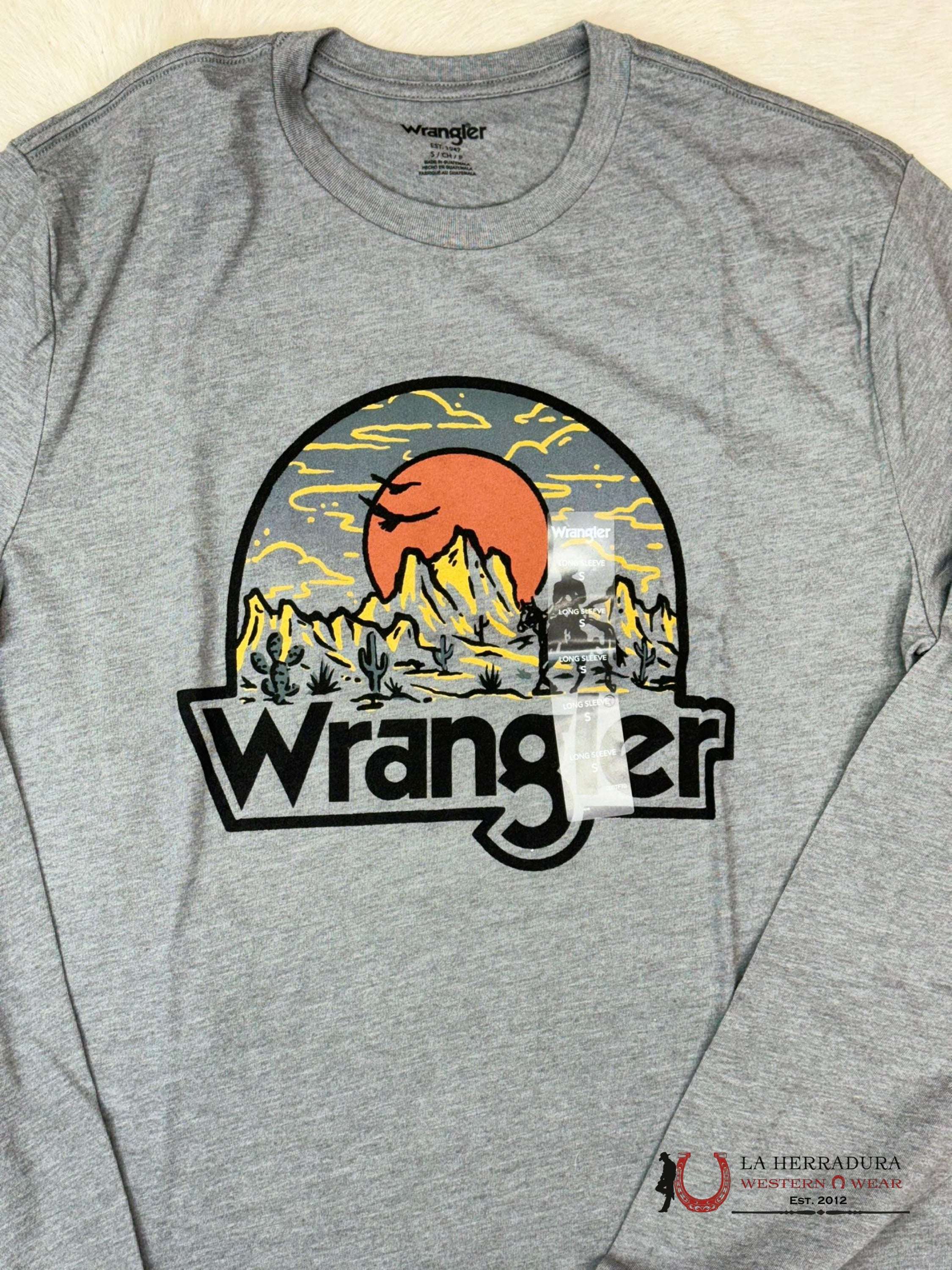 Wrangler Mountain Sunset Charcoal Grey Long Sleeve Ropa Hombres