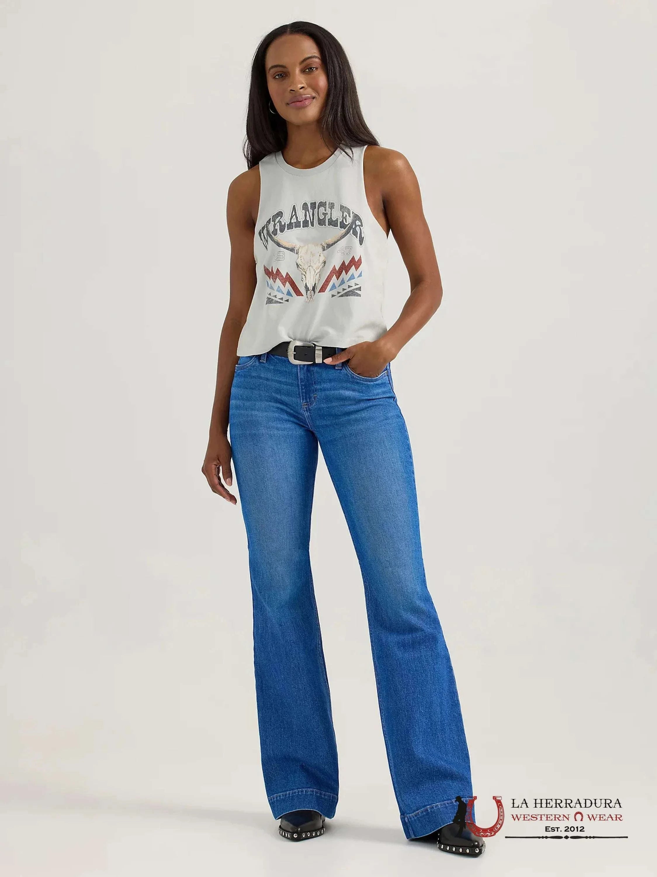 Wrangler Offwhite With Longhorn Tank Top ROPA MUJERES