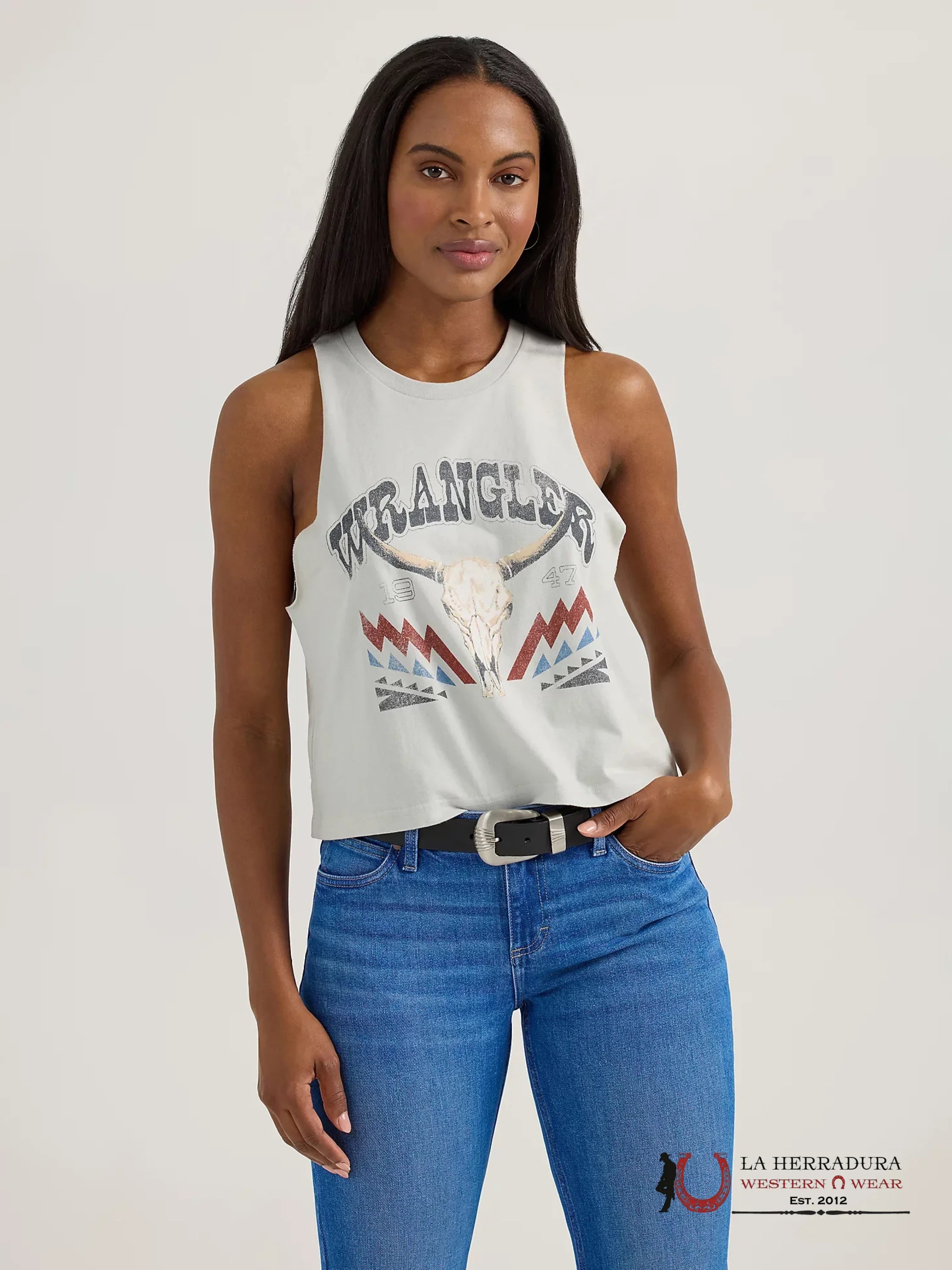 Wrangler Offwhite With Longhorn Tank Top ROPA MUJERES