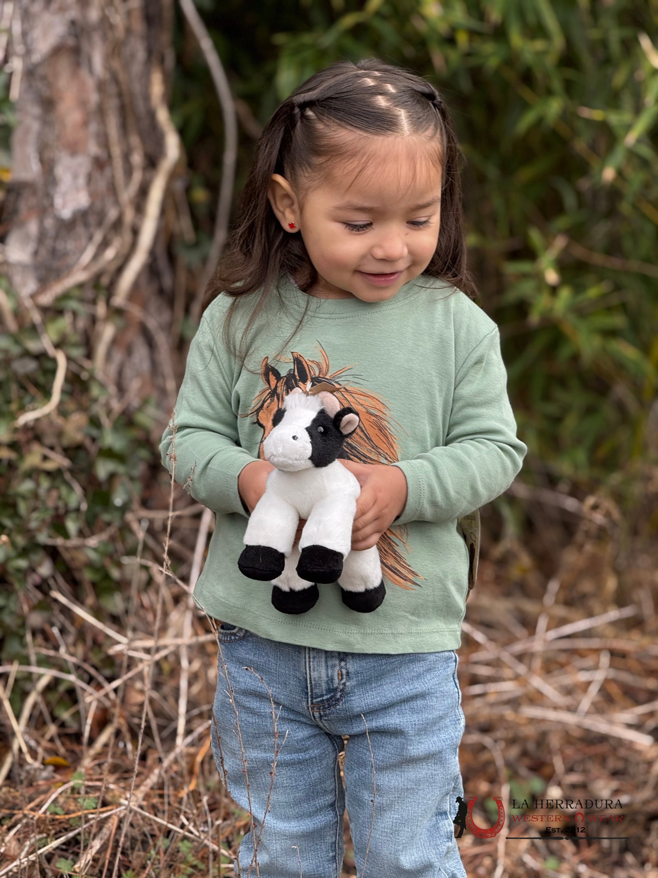 WRANGLER Olive Green With Horse Print Long Sleeve Shirt NIÑOS