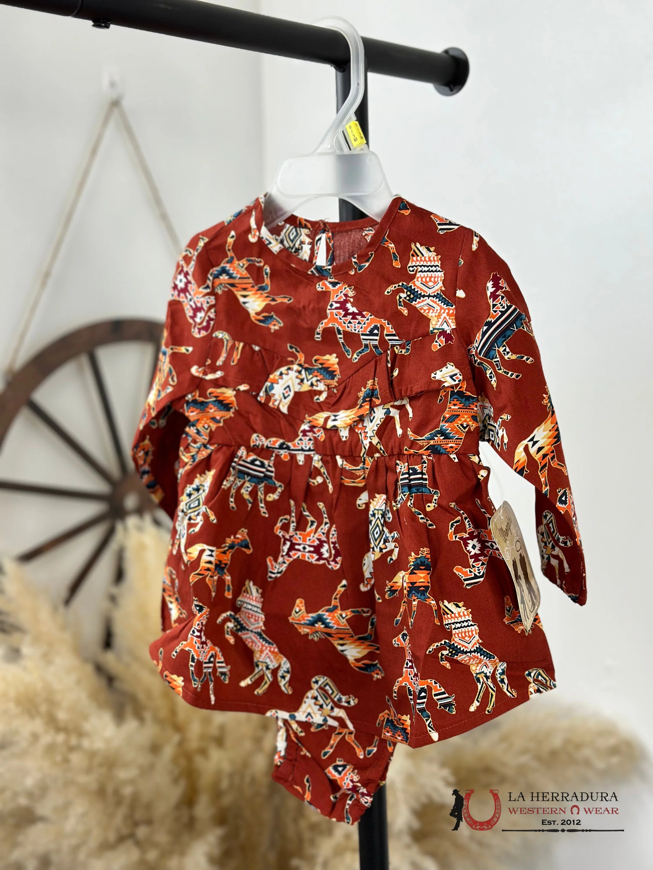 Wrangler Orange Western Print Dress Niños
