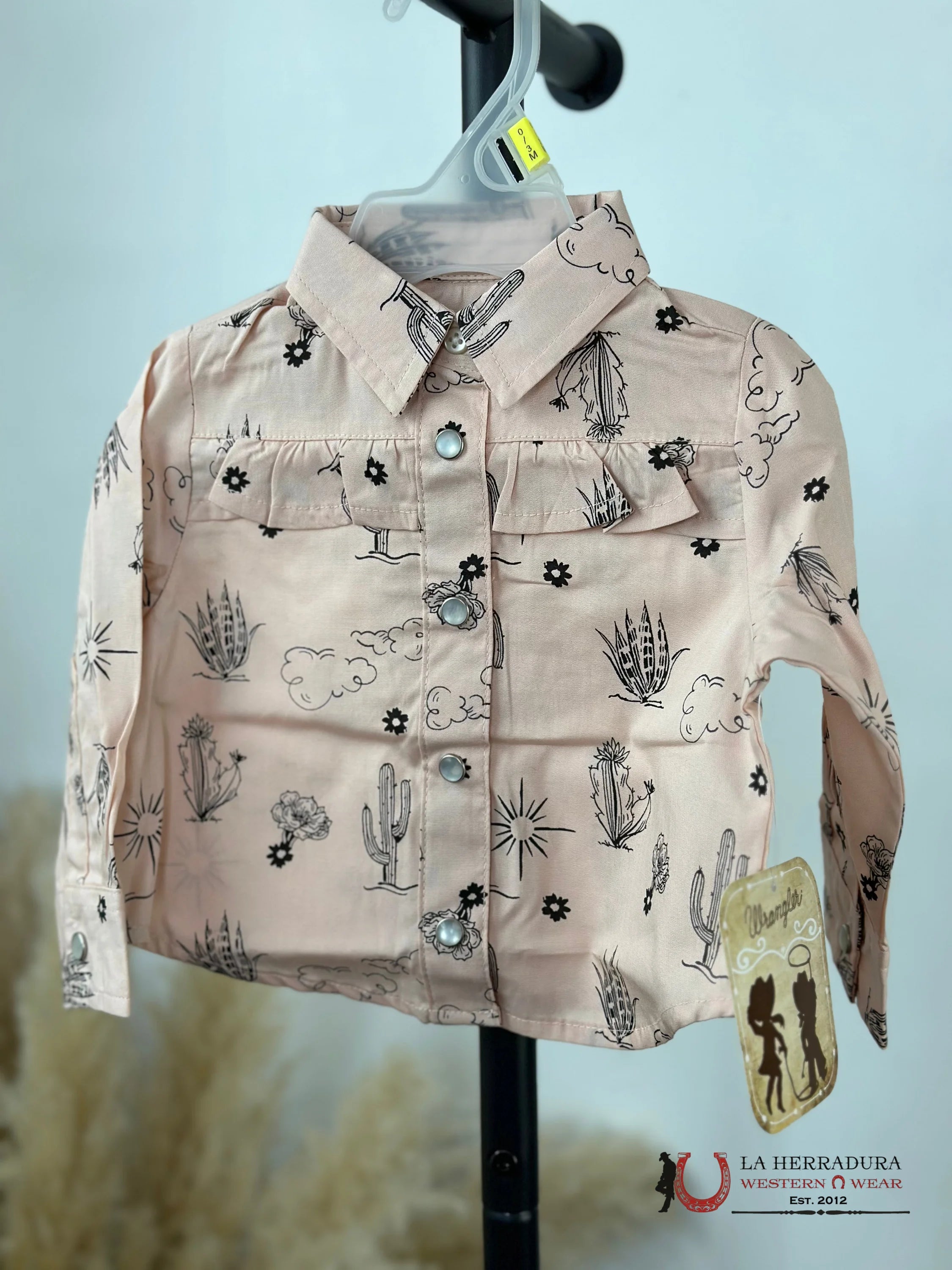 Wrangler Pink Western Print Long Sleeve Niños