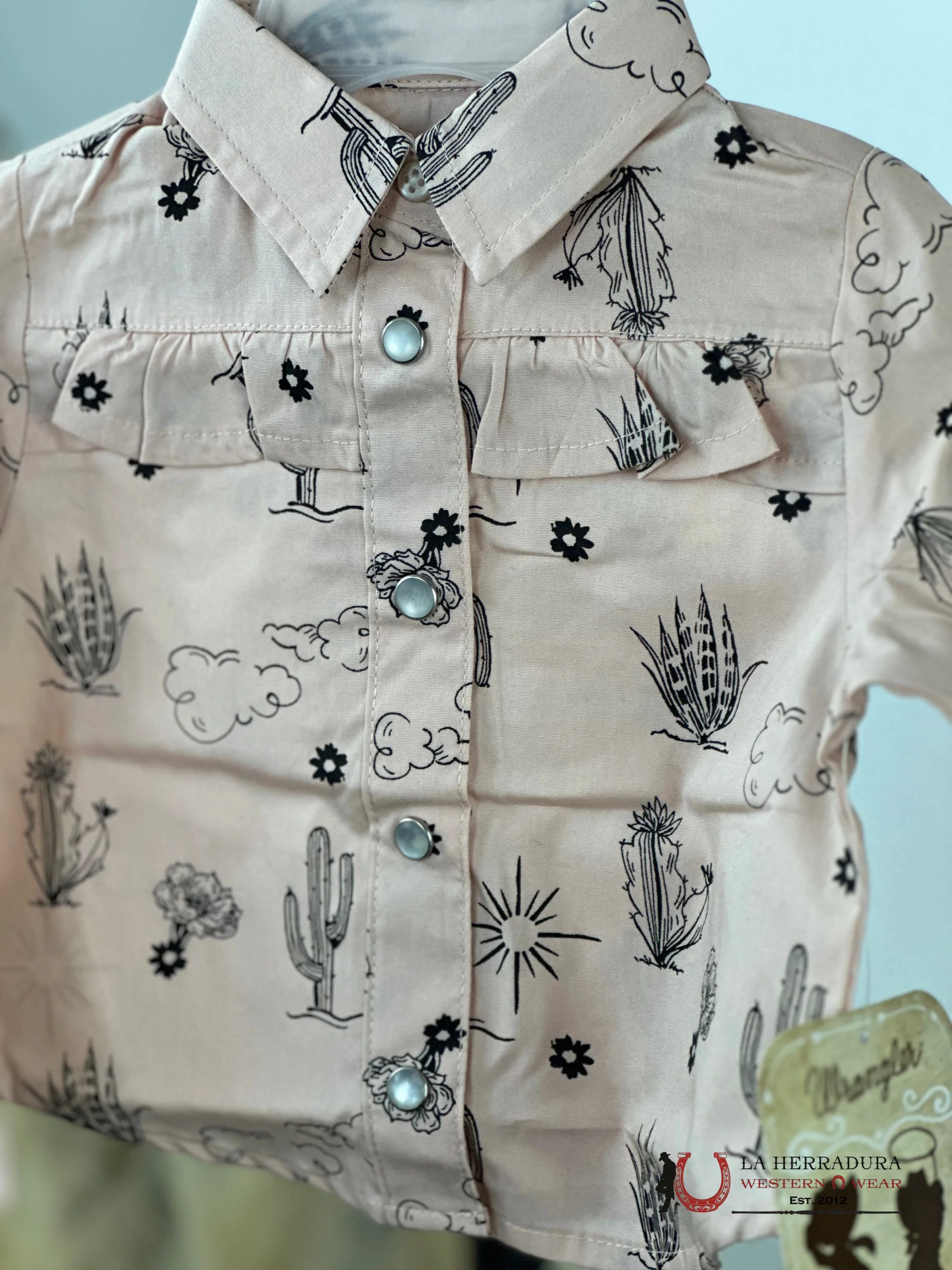 Wrangler Pink Western Print Long Sleeve Niños