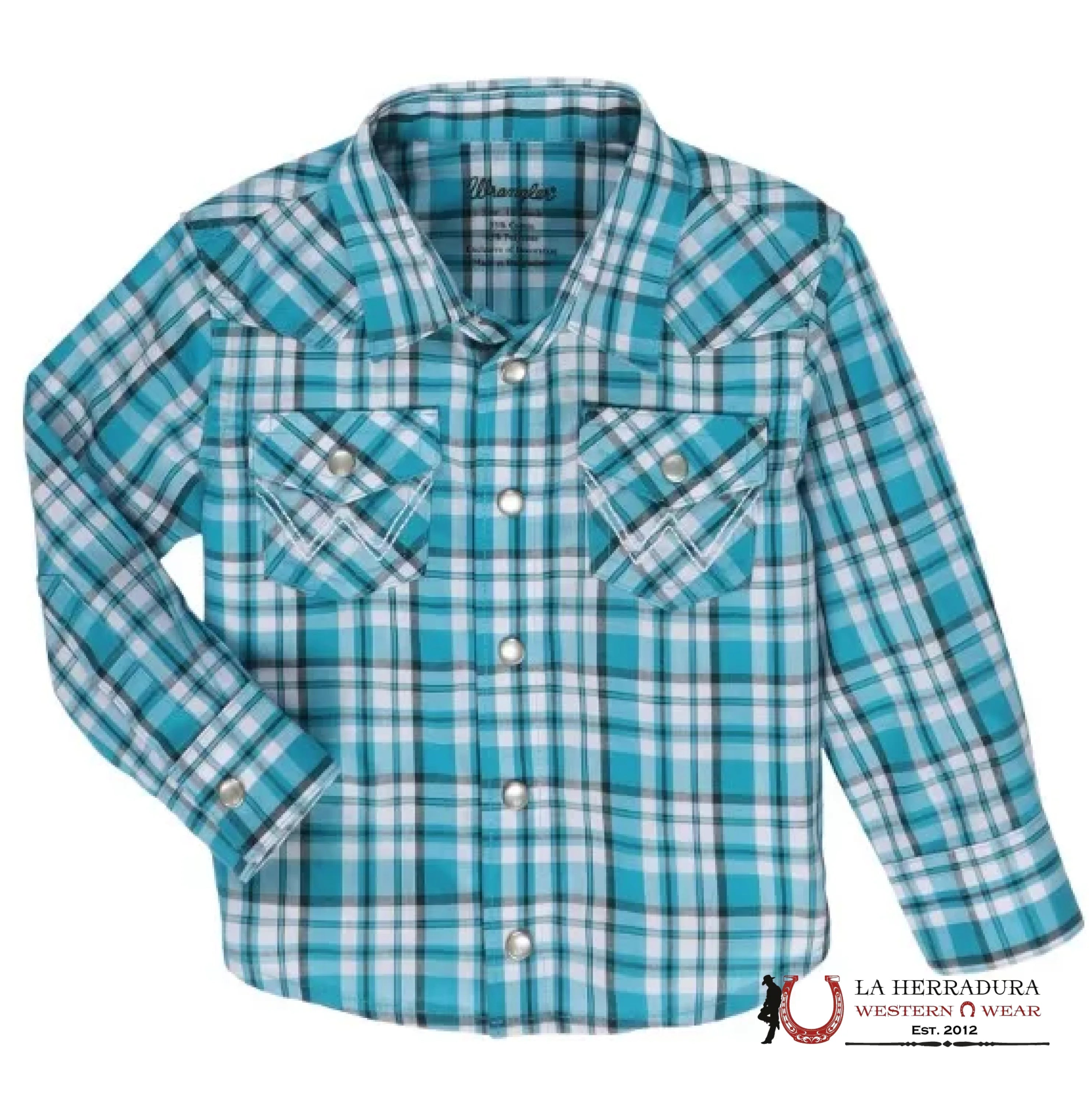 WRANGLER PLAID BABY BLUE PRINT LONG SLEEVE 112329212 NIÑOS