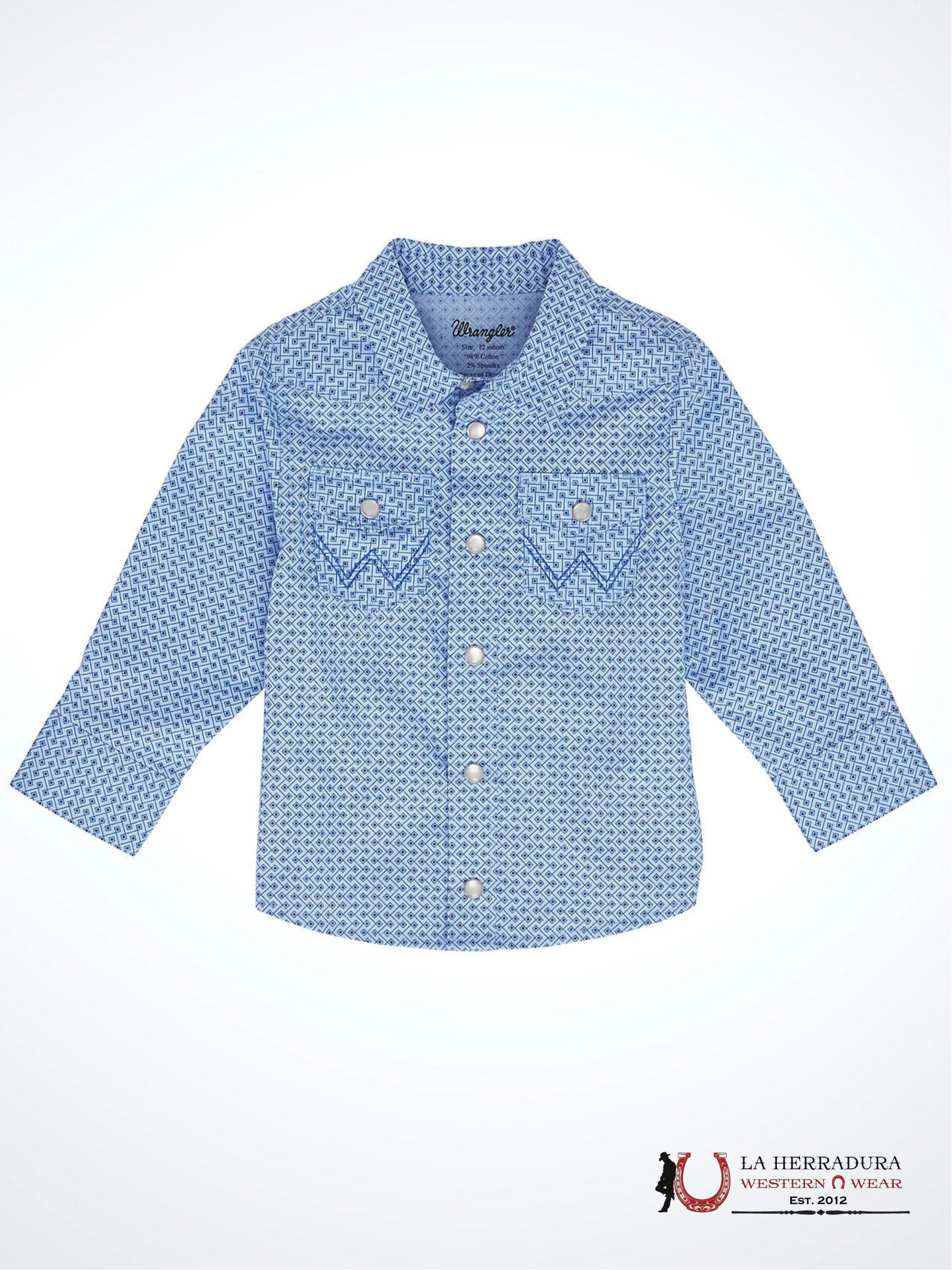 WRANGLER PLAID BABY BLUE PRINT LONG SLEEVE 112352740 NIÑOS