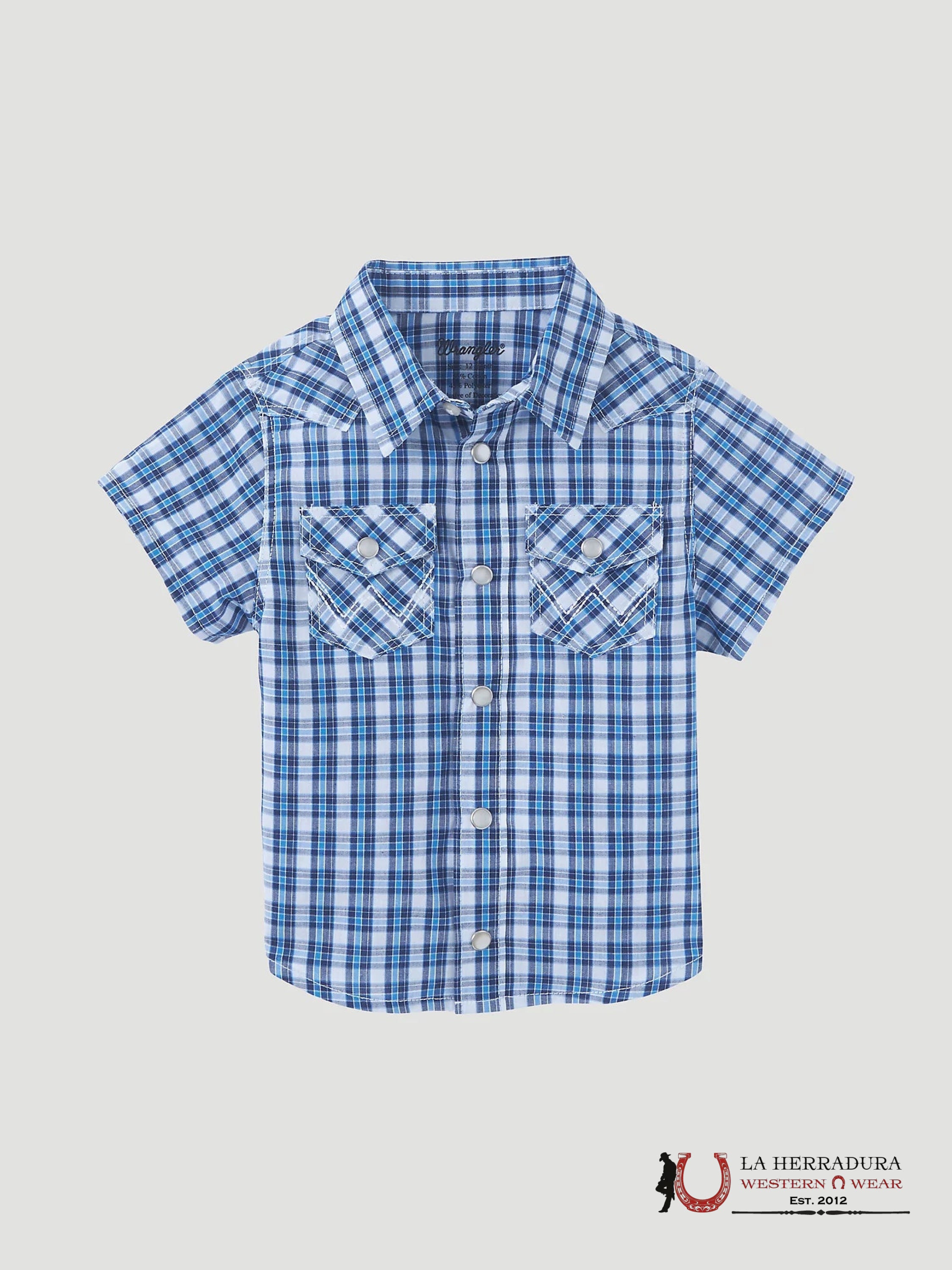 WRANGLER PLAID BABY BLUE PRINT SHORT SLEEVE 112346300 NIÑOS
