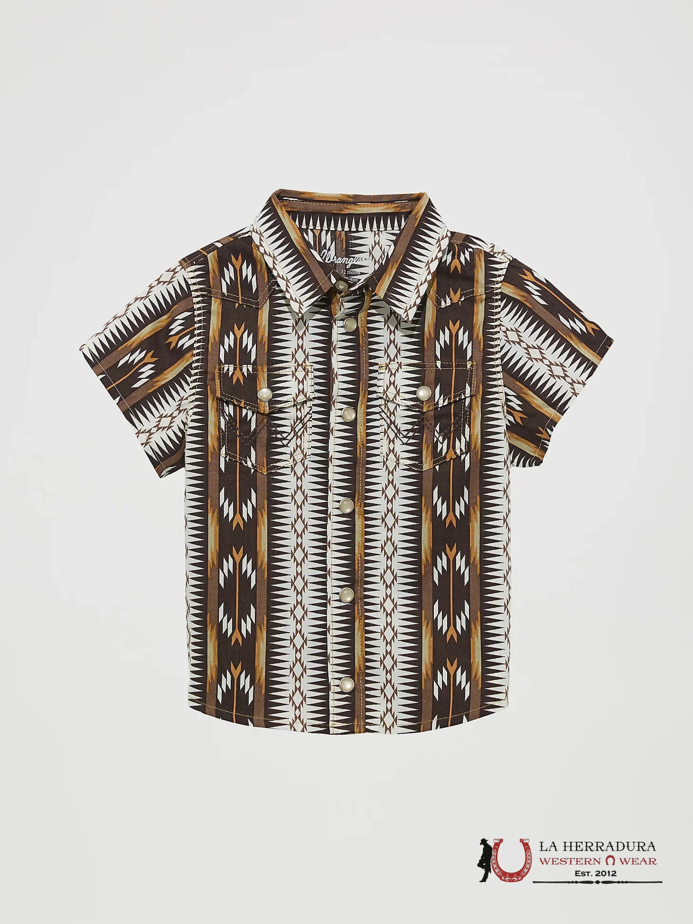 WRANGLER PLAID BABY BROWN PRINT SHORT SLEEVE 112365634 NIÑOS