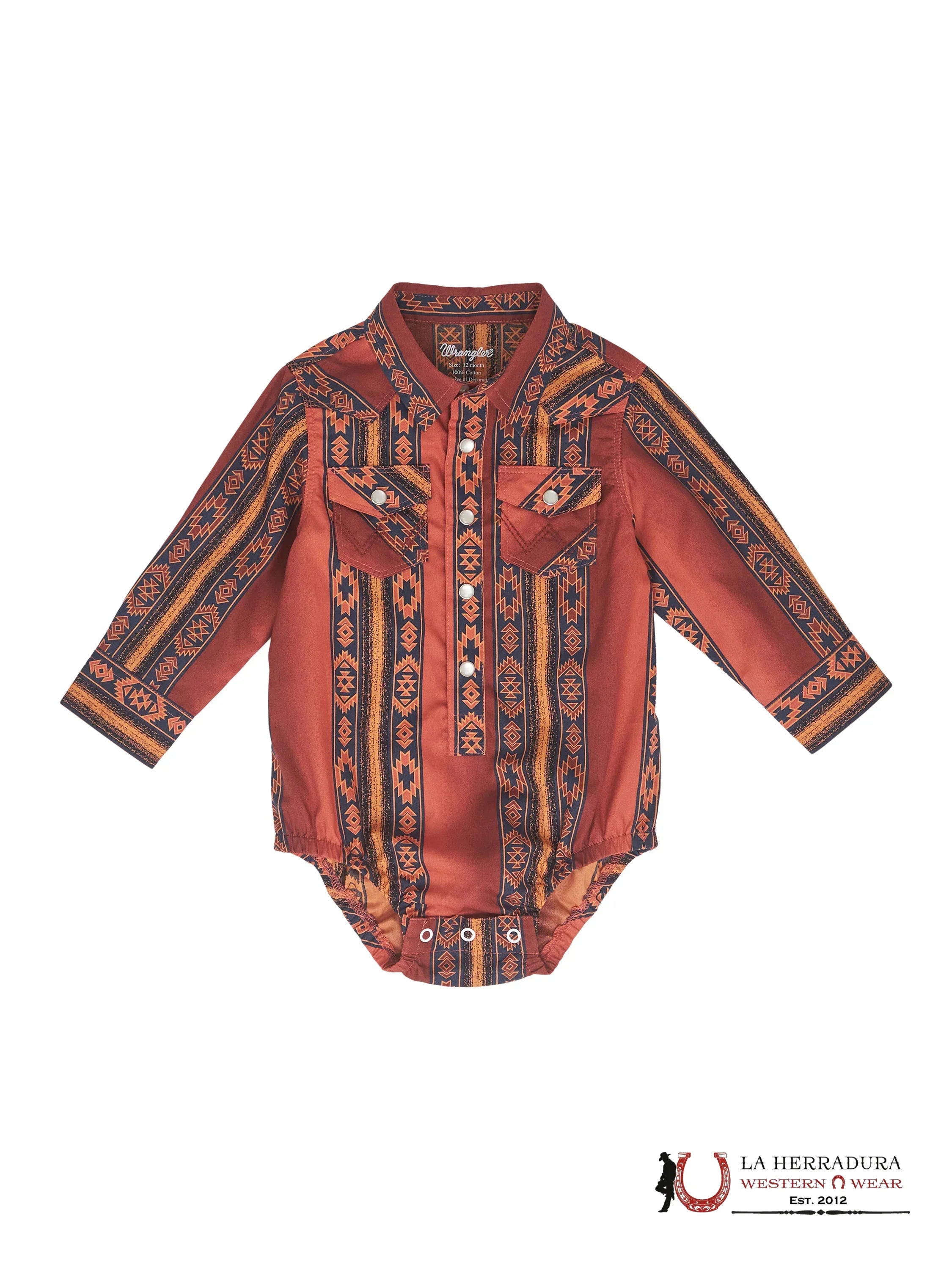 WRANGLER PLAID BABY ORANGE PRINT LONG SLEEVE 112352766 NIÑOS