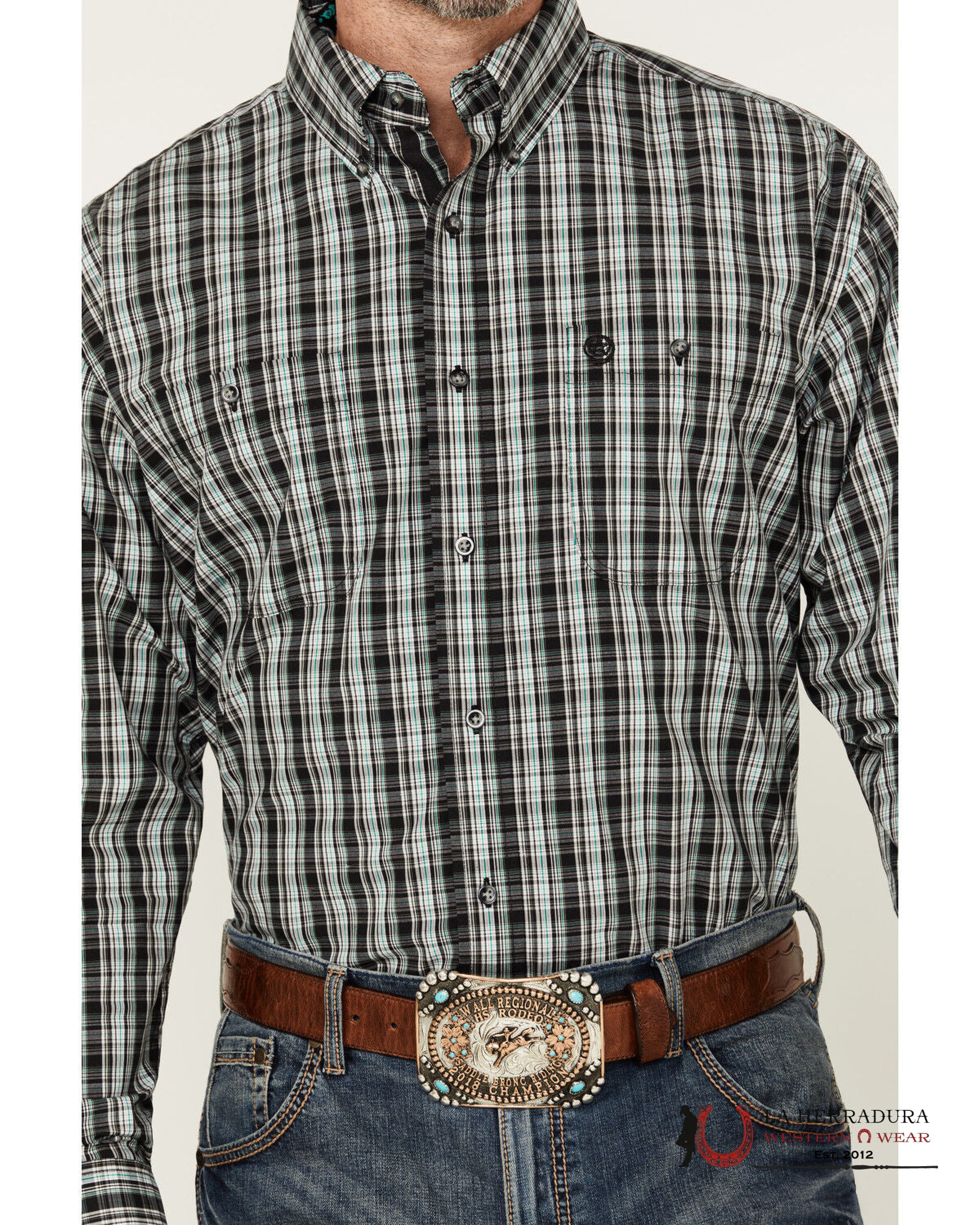 WRANGLER PLAID SHIRT RELAXED FIT BLACK LONG SLEEVE 2704 ROPA HOMBRES