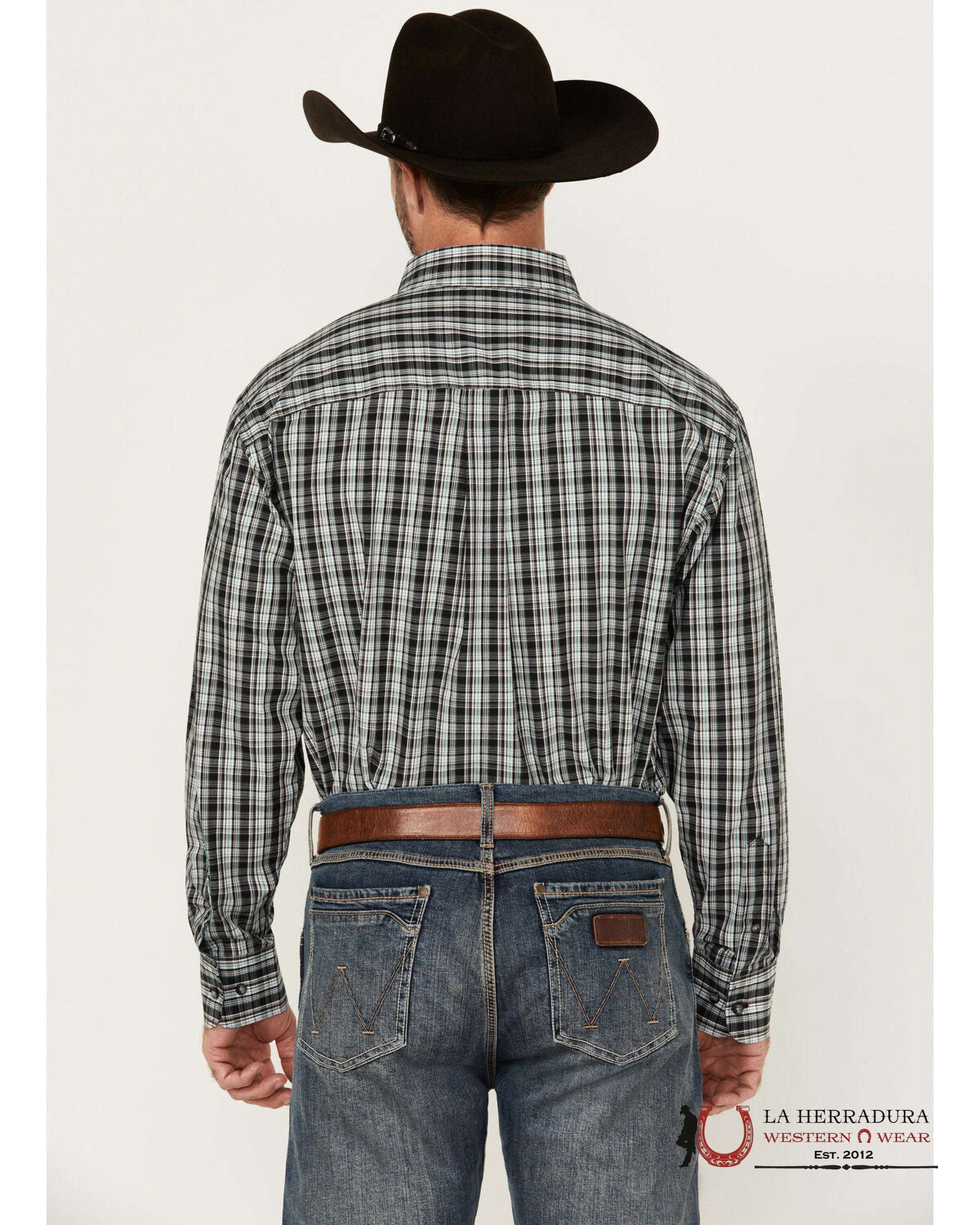 WRANGLER PLAID SHIRT RELAXED FIT BLACK LONG SLEEVE 2704 ROPA HOMBRES