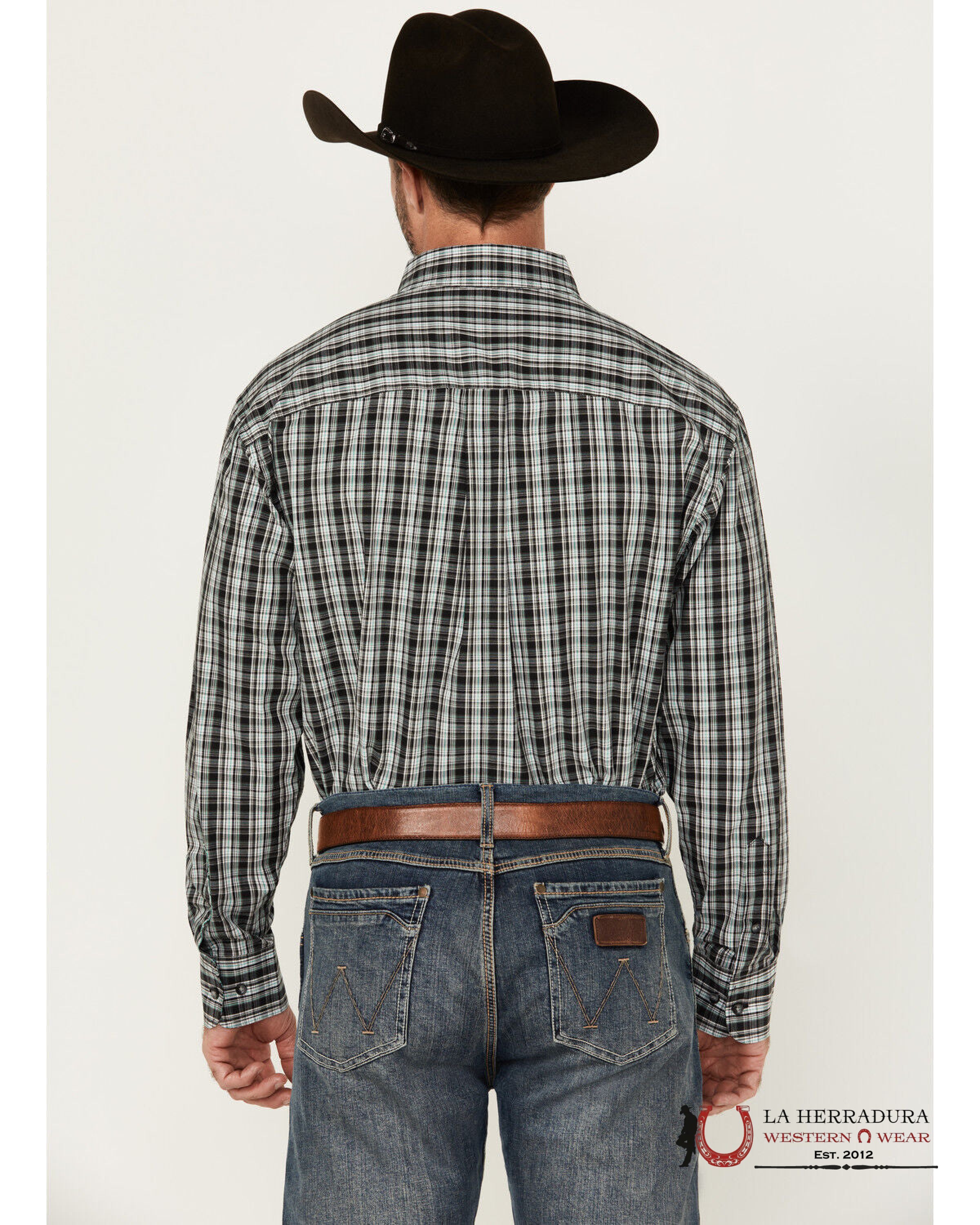WRANGLER PLAID SHIRT RELAXED FIT BLACK LONG SLEEVE 2704 ROPA HOMBRES