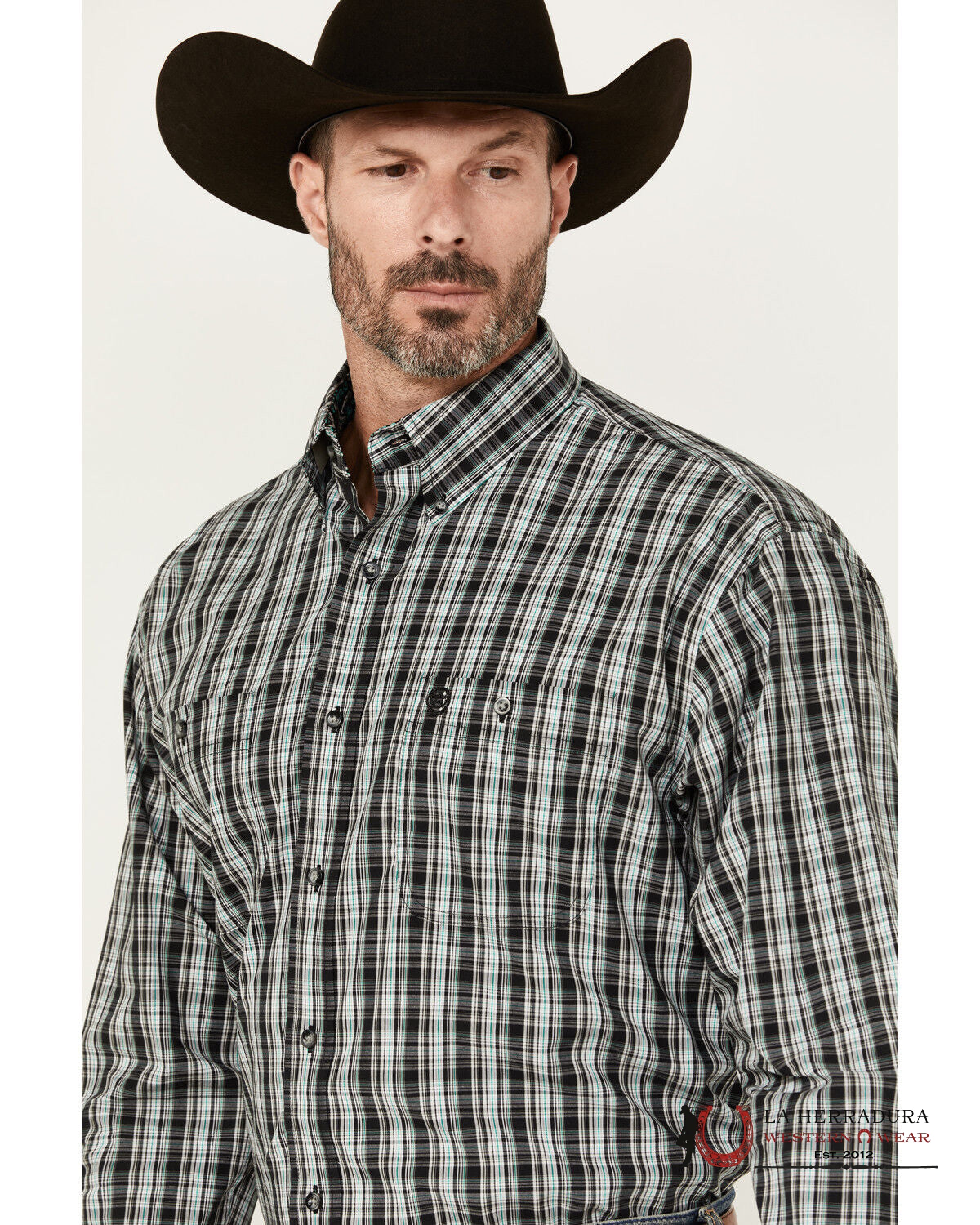 WRANGLER PLAID SHIRT RELAXED FIT BLACK LONG SLEEVE 2704 ROPA HOMBRES