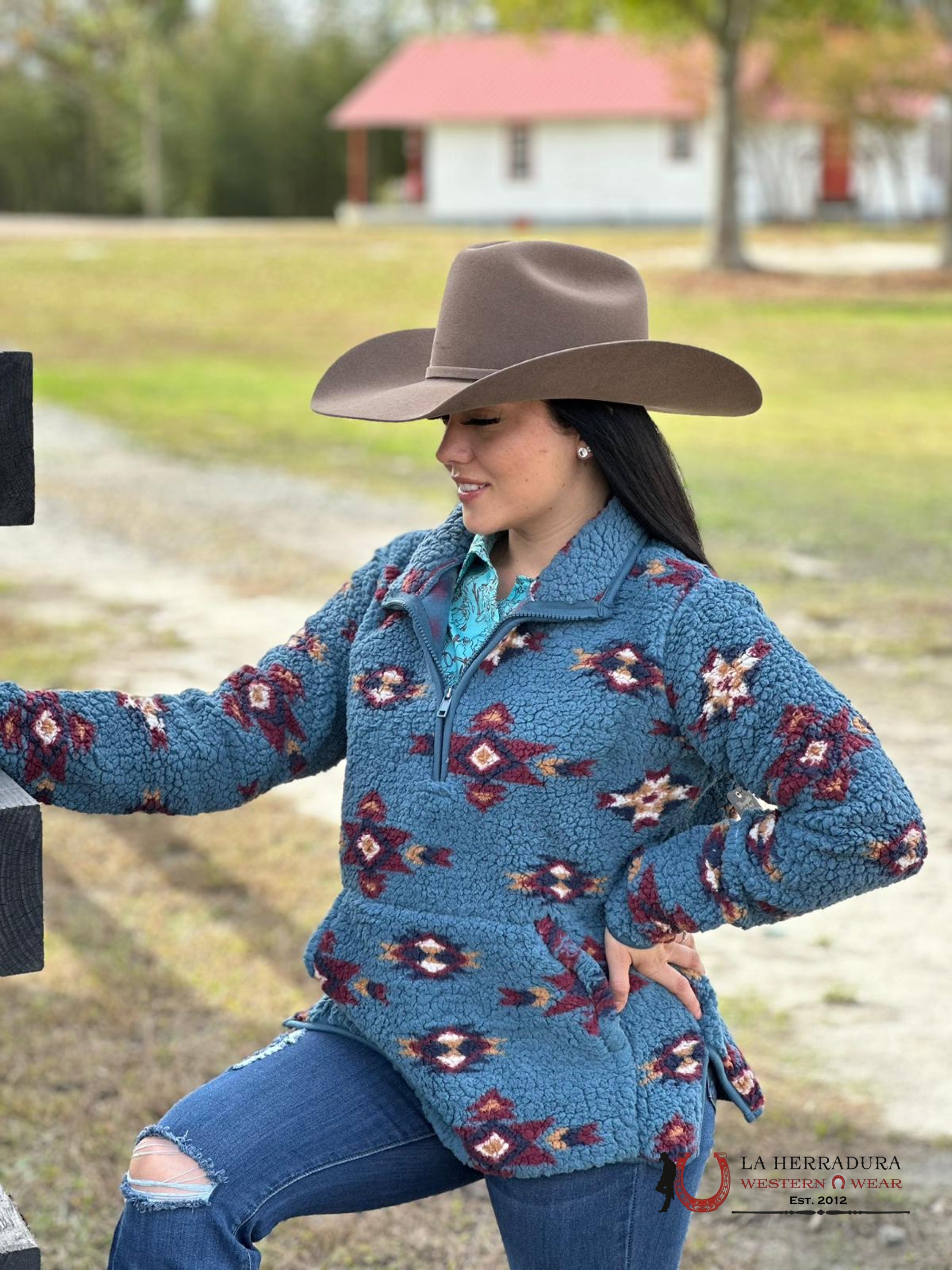 Wrangler Pullover Aztec Blue For Ladies Ropa Mujeres