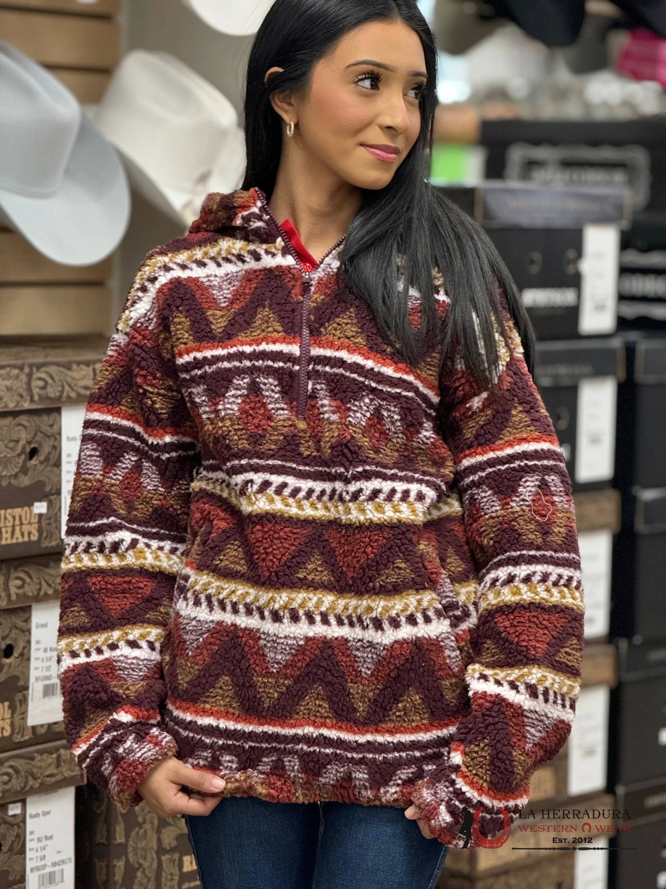 Wrangler Pullover Aztec Red For Unisex Ropa Mujeres