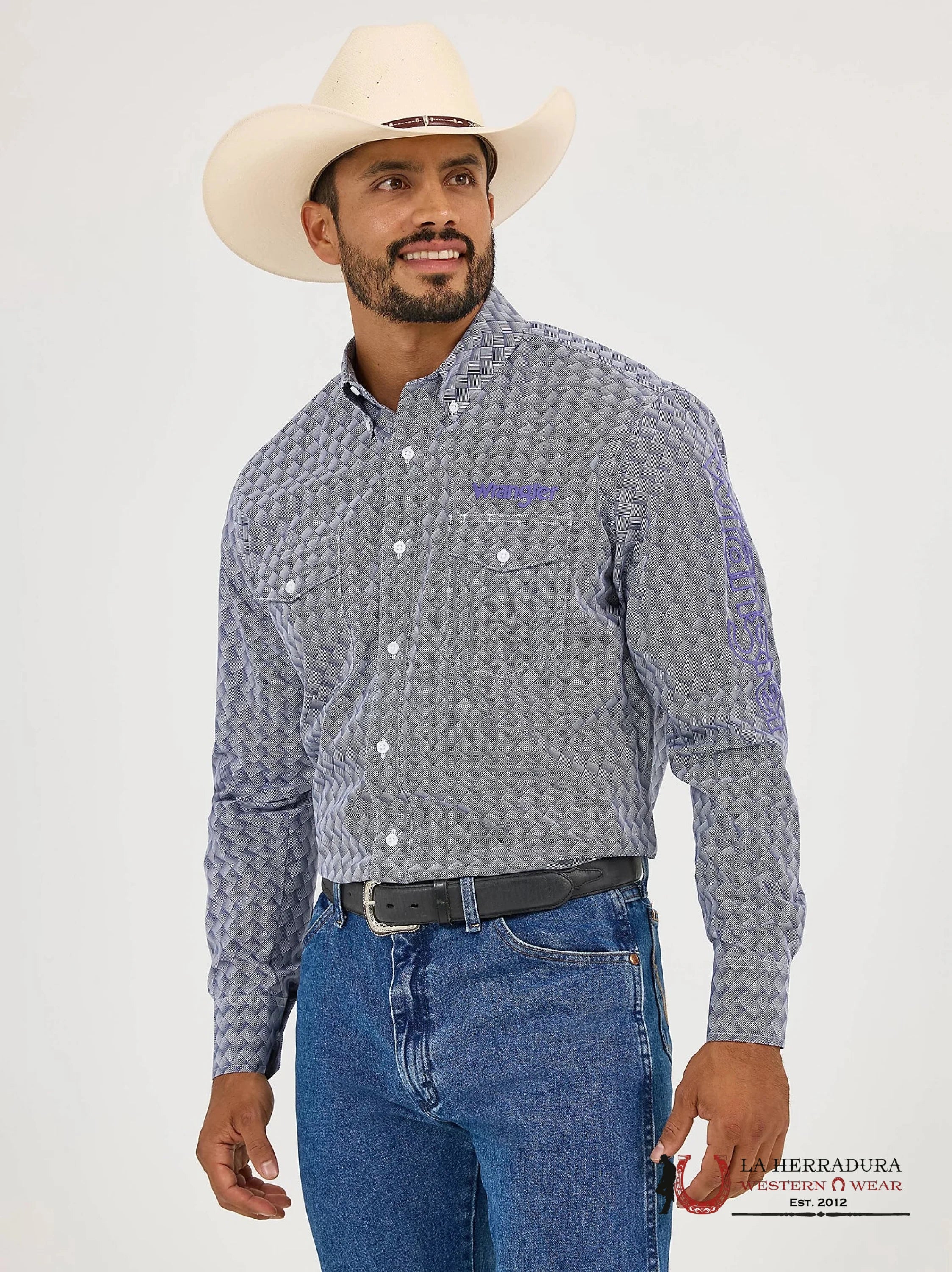 WRANGLER Purple Long Sleeve Shirt With Squares - 5838 ROPA HOMBRES
