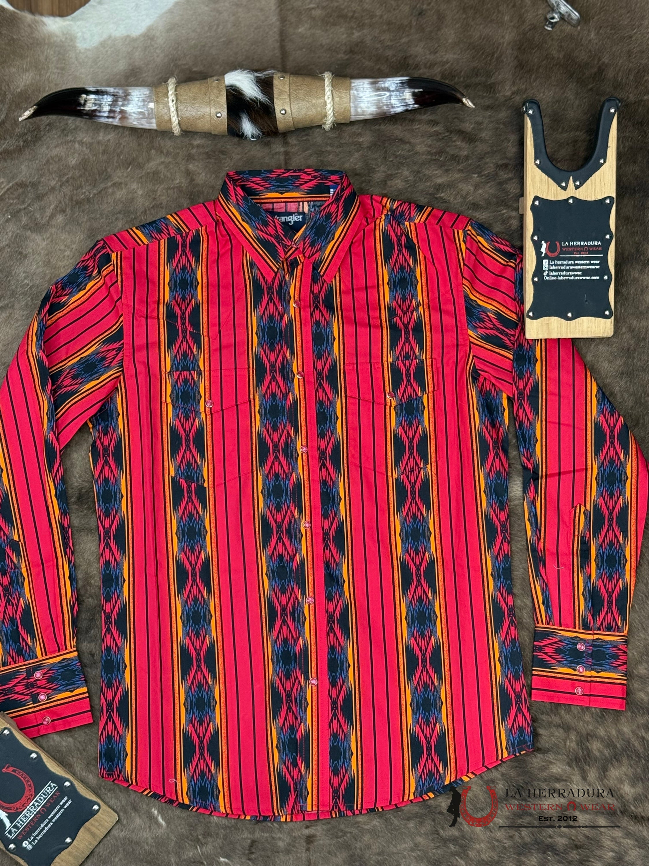 WRANGLER Red Long Sleeve With Aztec Print - 5885 ROPA HOMBRES
