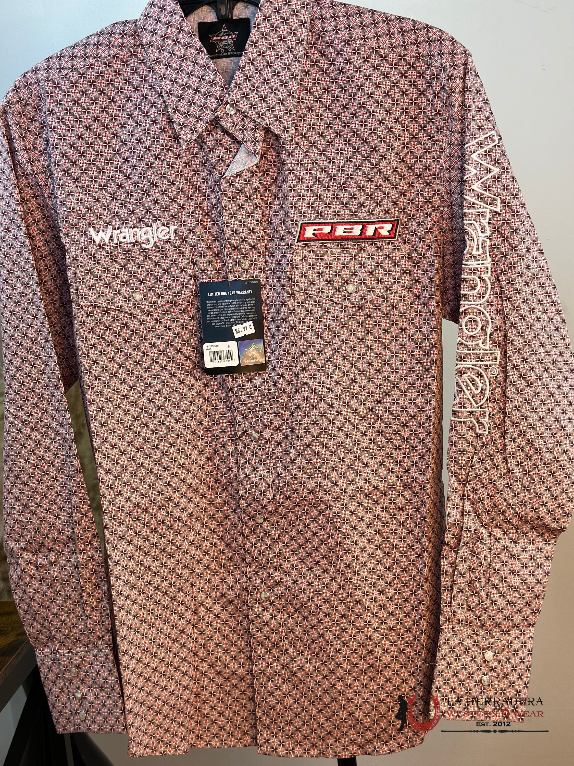 Wrangler Red Pbr Long Sleeve Shirt Ropa Hombres