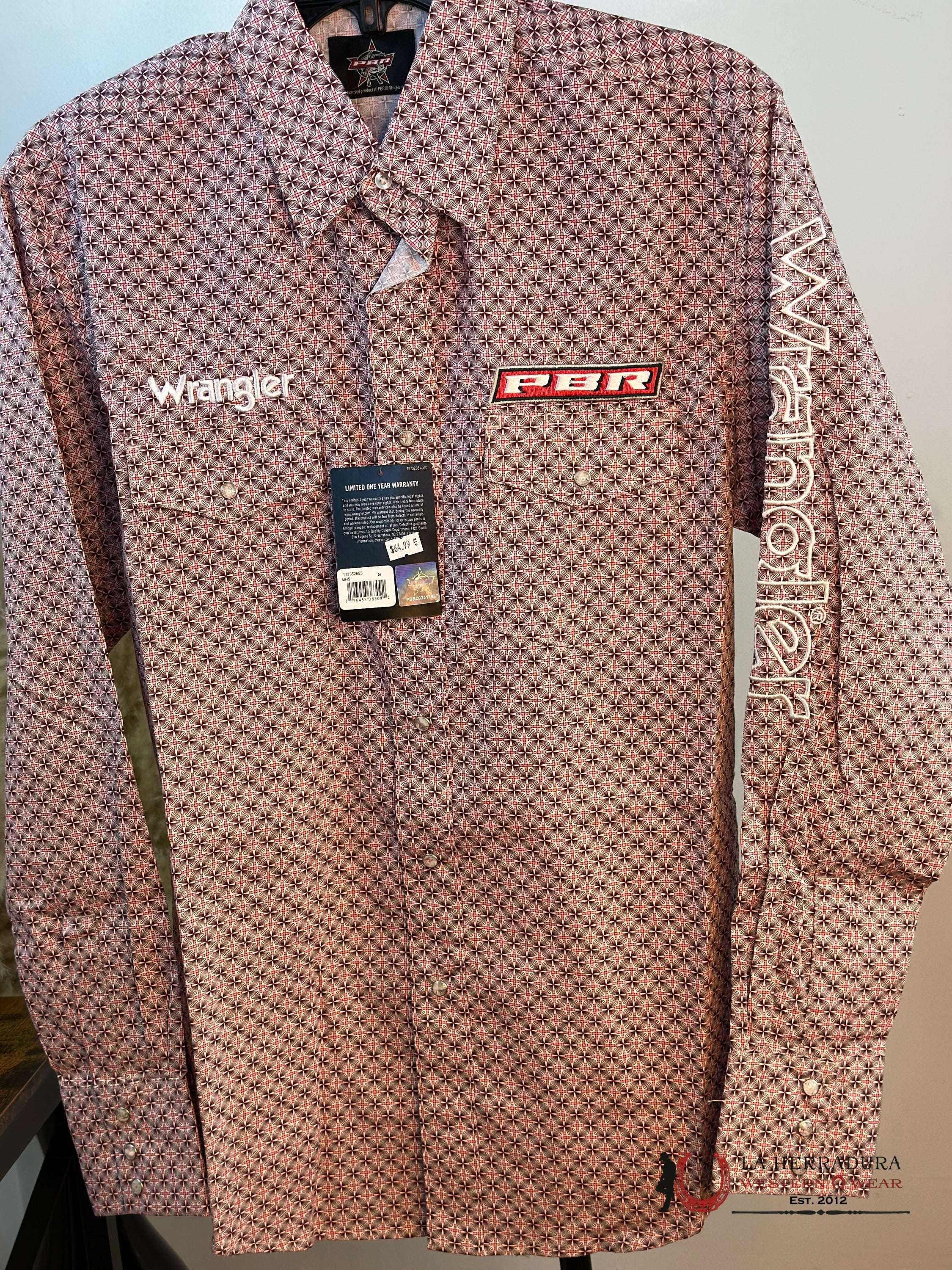 Wrangler Red Pbr Long Sleeve Shirt Ropa Hombres