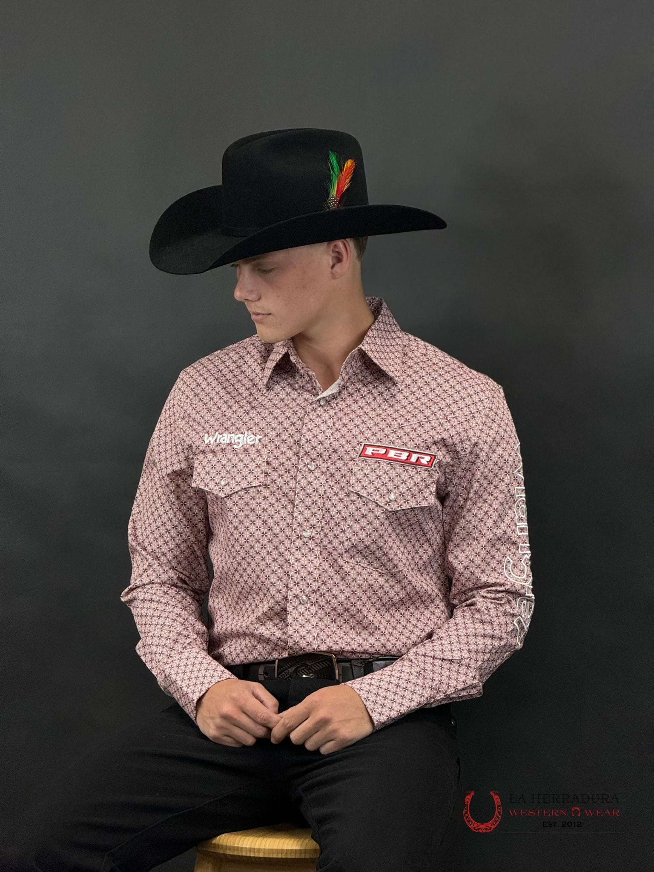 Wrangler Red Pbr Long Sleeve Shirt Ropa Hombres
