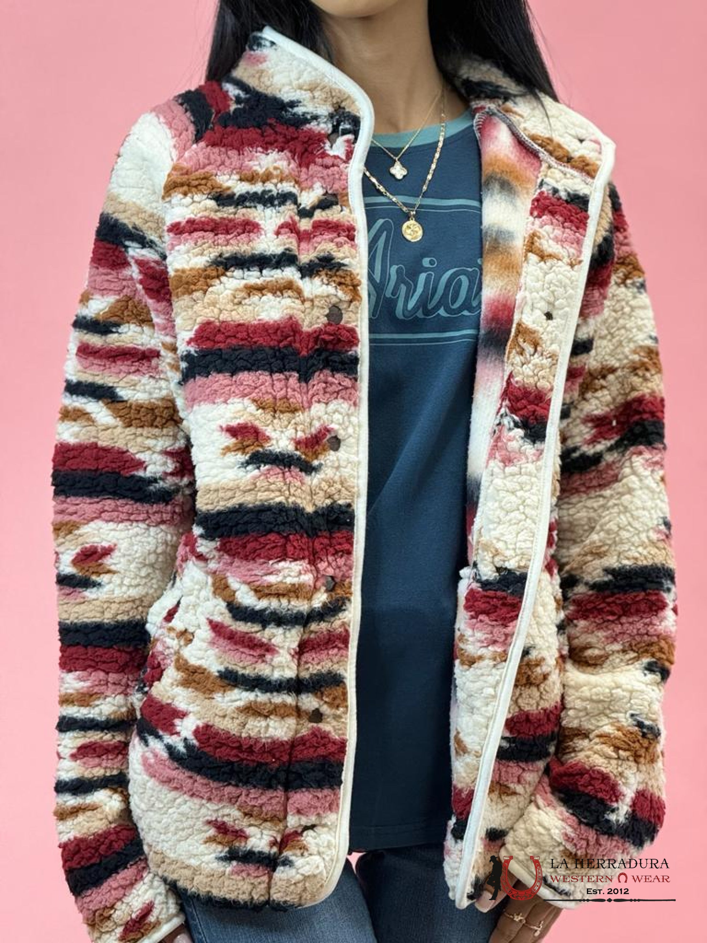 Wrangler Retro Aztec Pull Over Strawberry White Ropa Mujeres