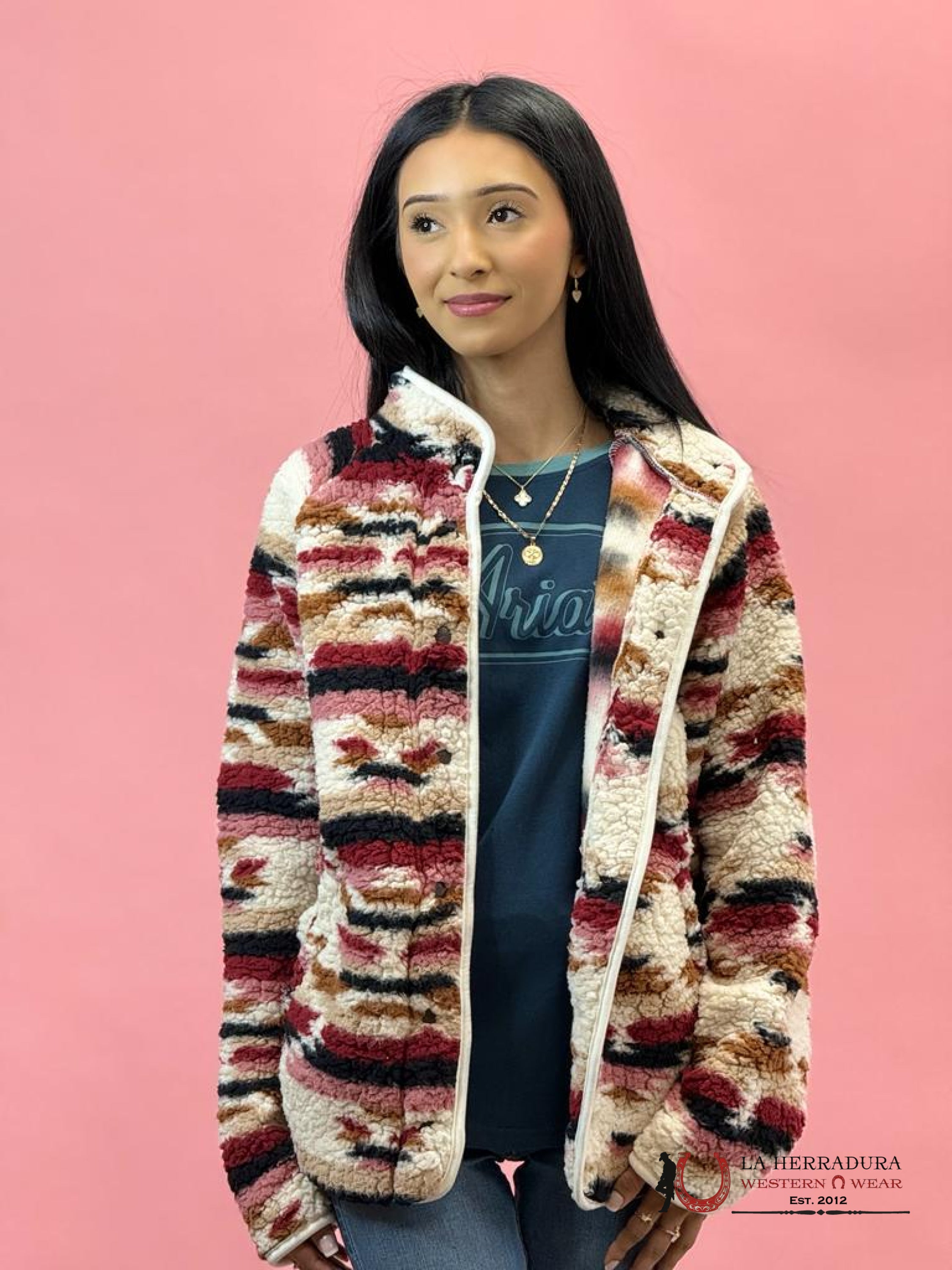 Wrangler Retro Aztec Pull Over Strawberry White Ropa Mujeres
