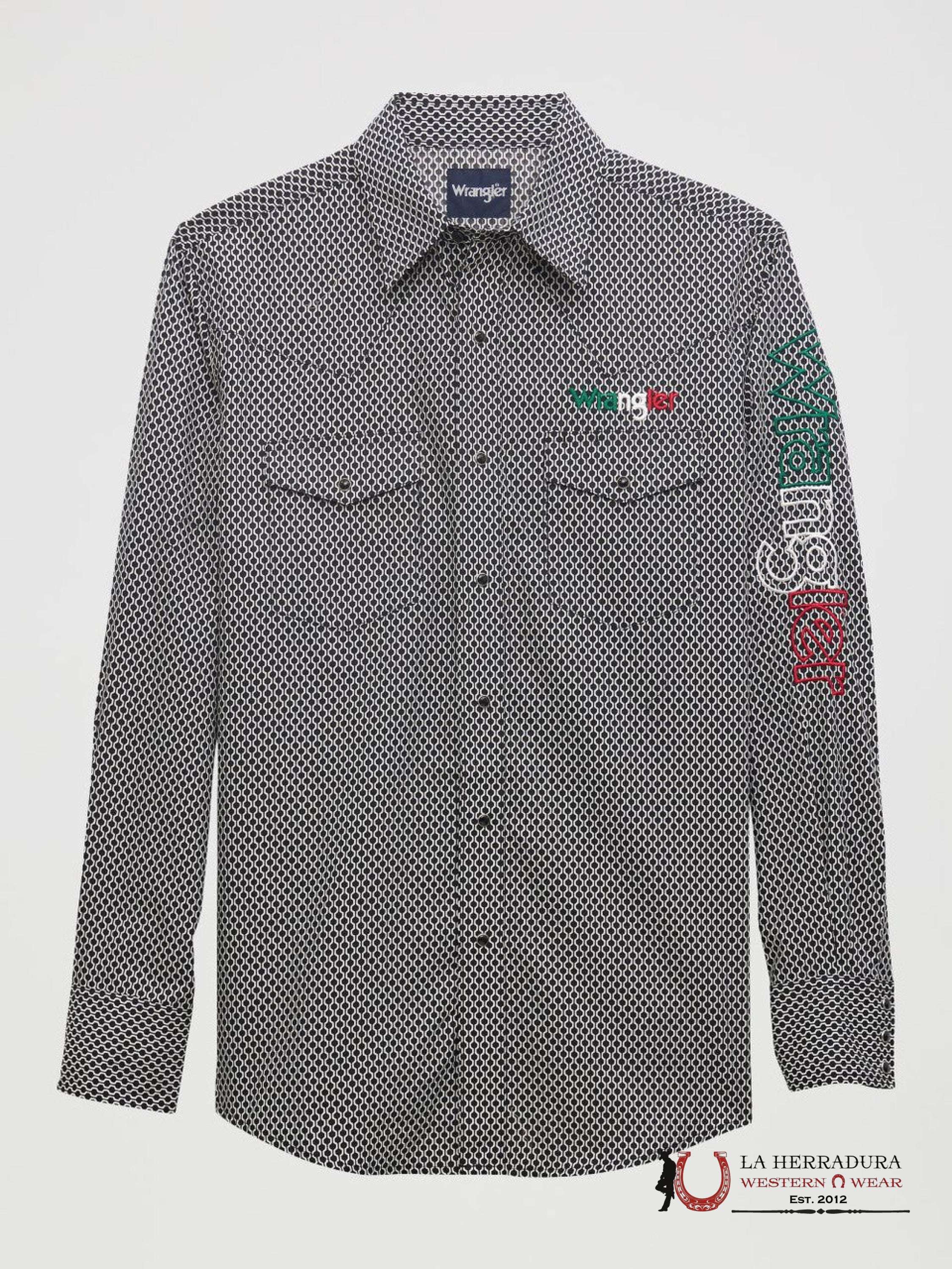 WRANGLER SHIRT CLASSIC FIT BLACK LONG SLEEVE 5381 ROPA HOMBRES