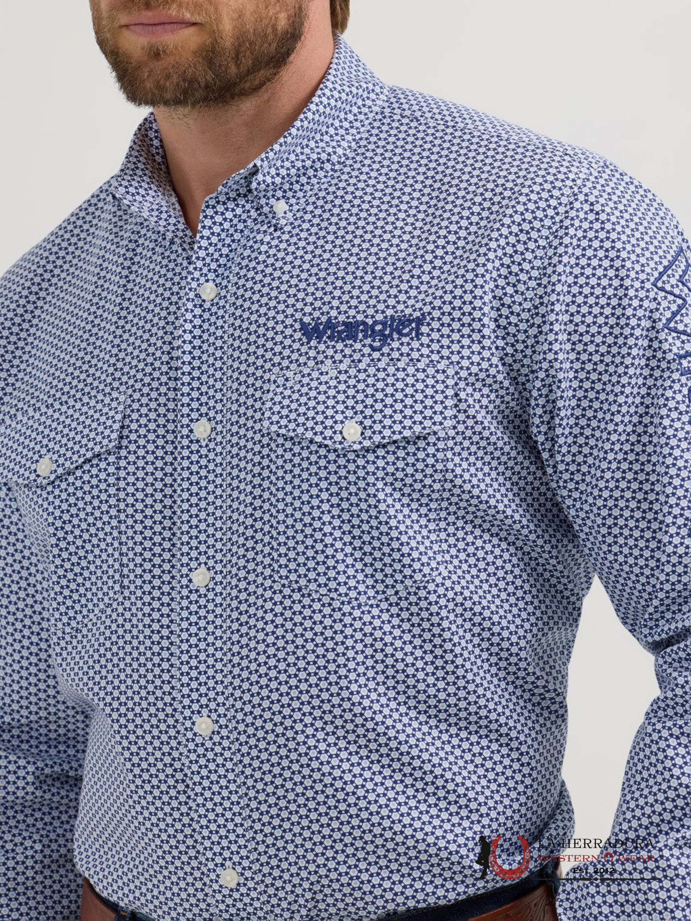 WRANGLER SHIRT CLASSIC FIT BLUE LONG SLEEVE 5382 ROPA HOMBRES