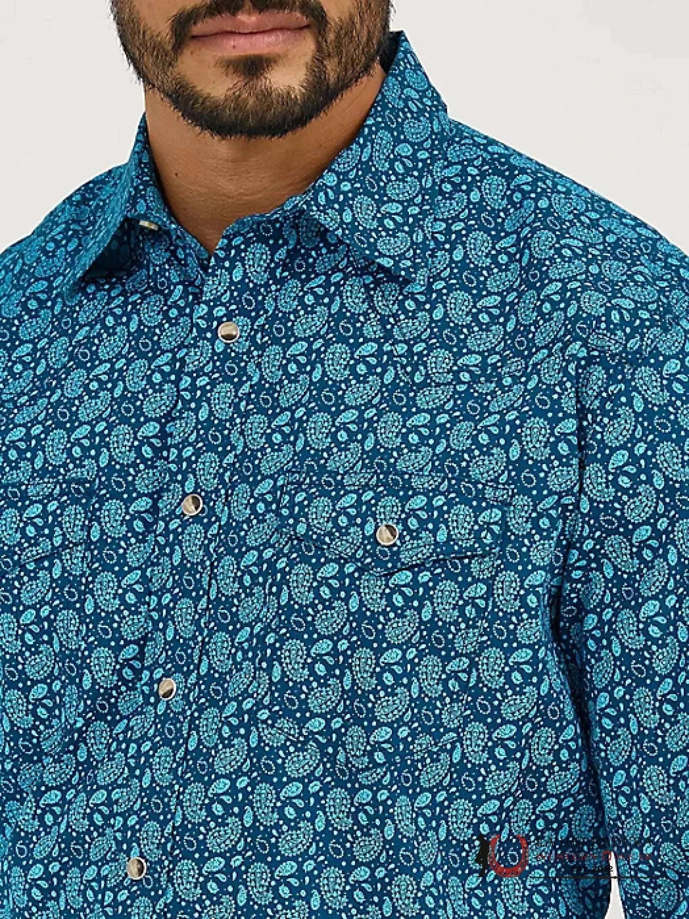 WRANGLER SHIRT CLASSIC FIT BLUE LONG SLEEVE 5391 ROPA HOMBRES