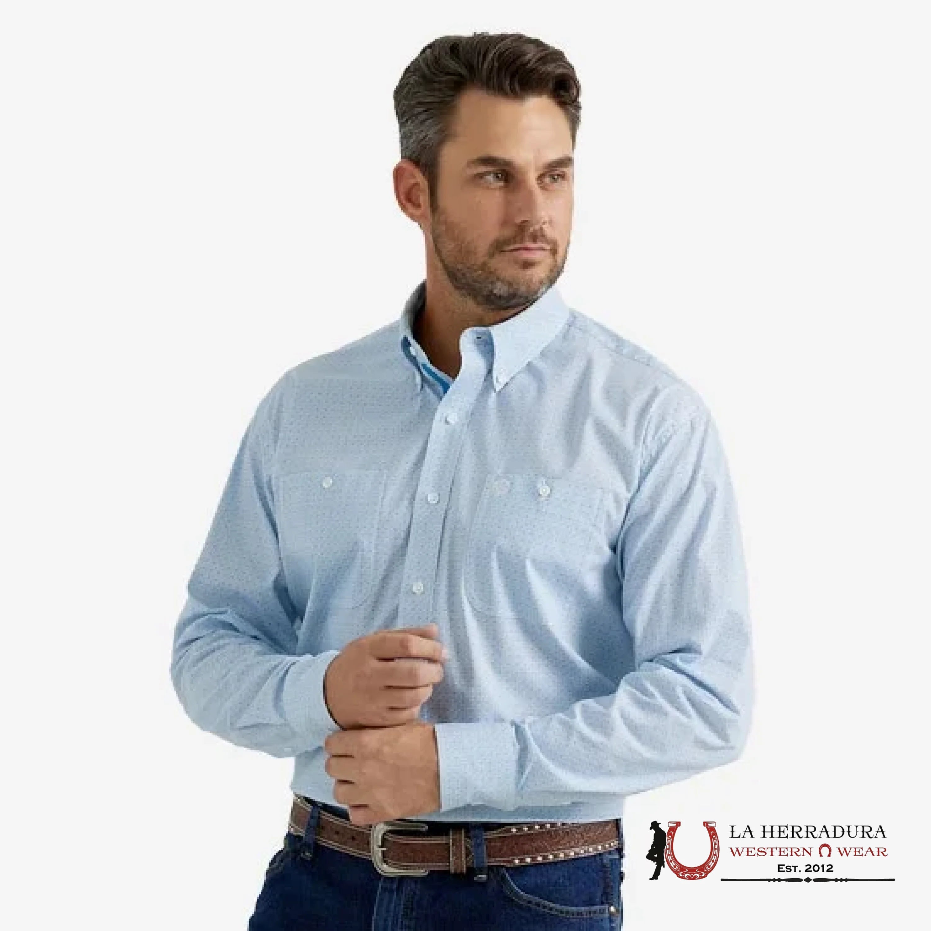 WRANGLER SHIRT CLASSIC FIT BLUE LONG SLEEVE 6532 ROPA HOMBRES