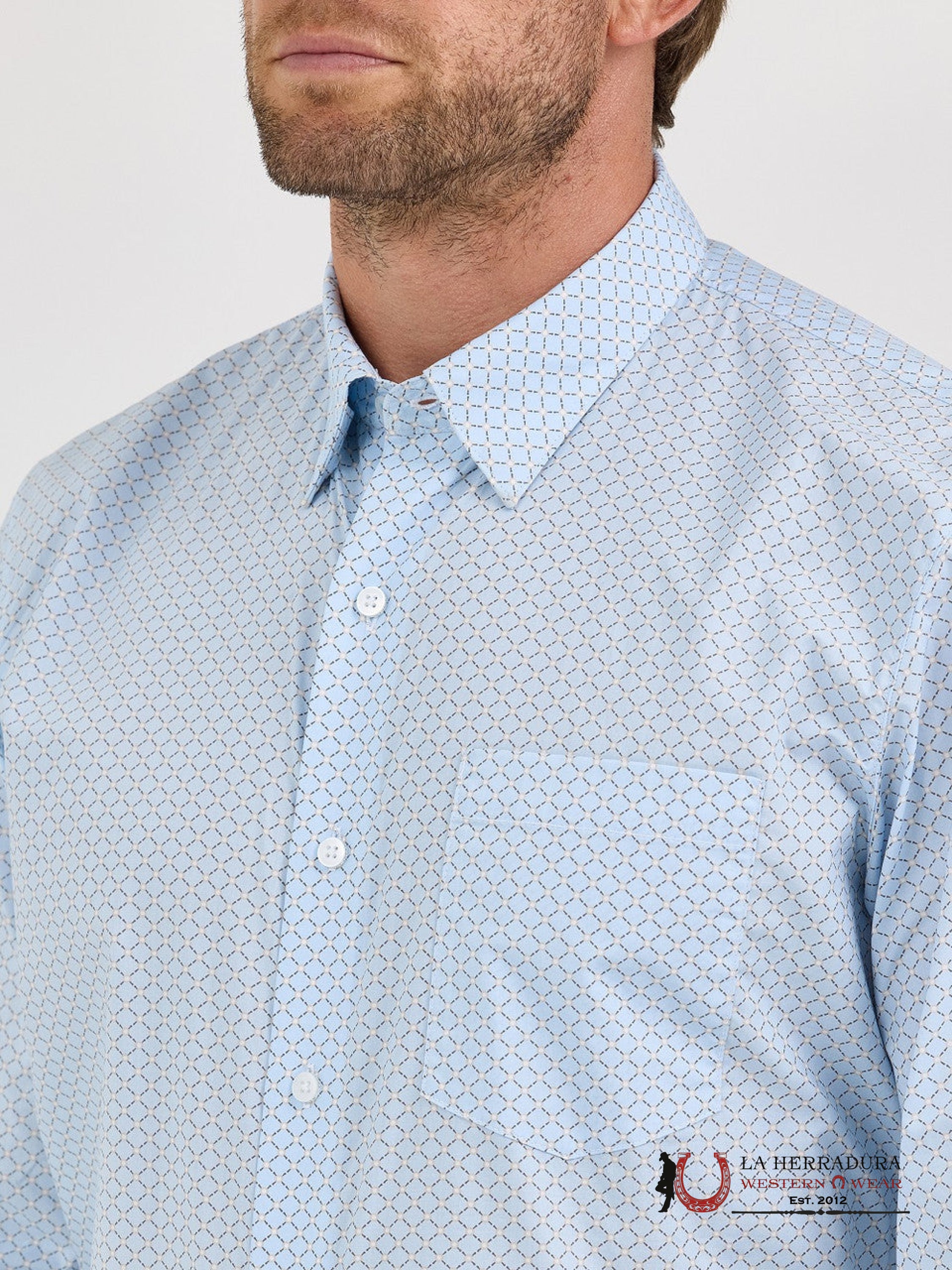 WRANGLER SHIRT CLASSIC FIT BLUE LONG SLEEVE 7670 ROPA HOMBRES