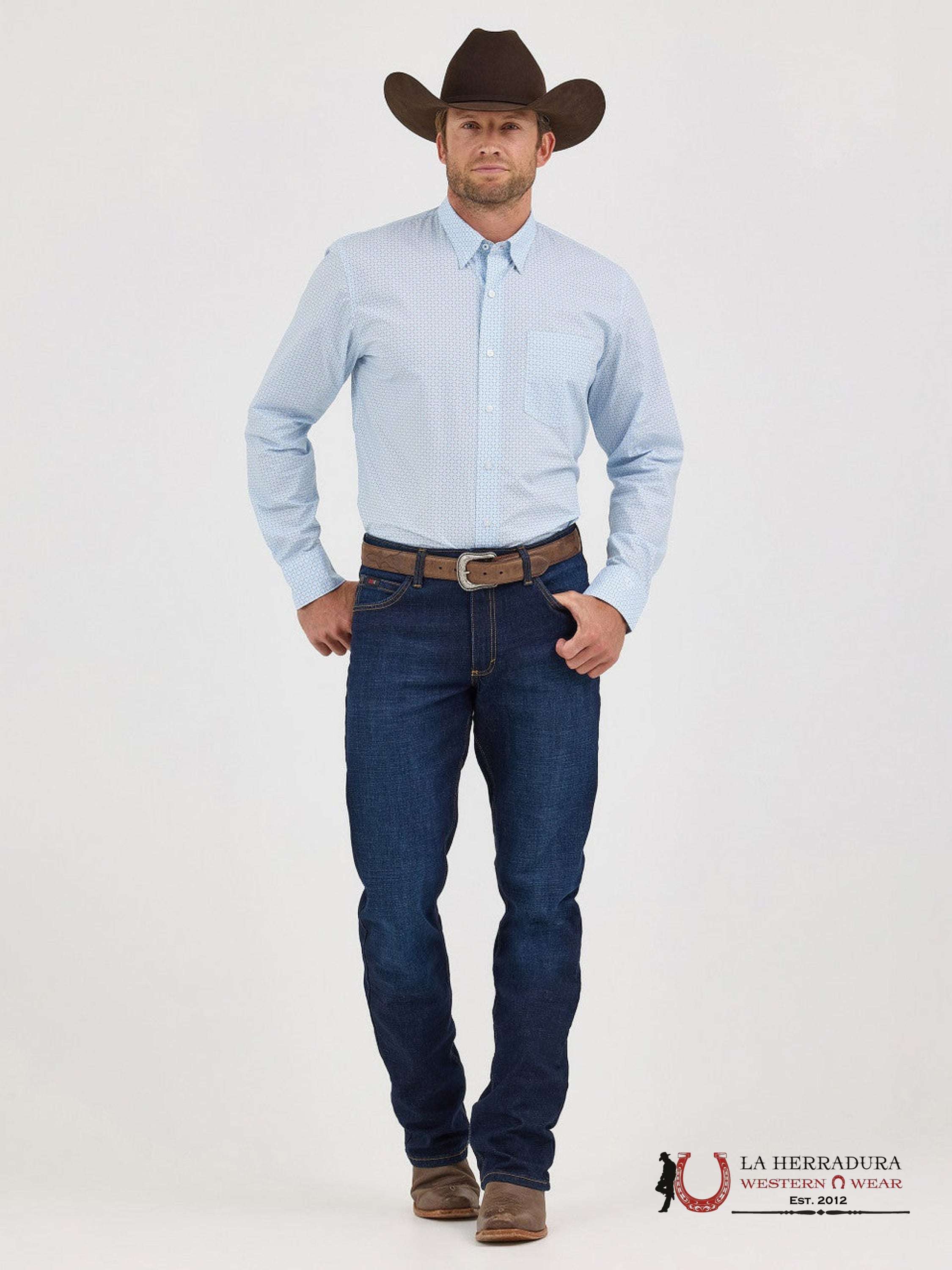 WRANGLER SHIRT CLASSIC FIT BLUE LONG SLEEVE 7670 ROPA HOMBRES