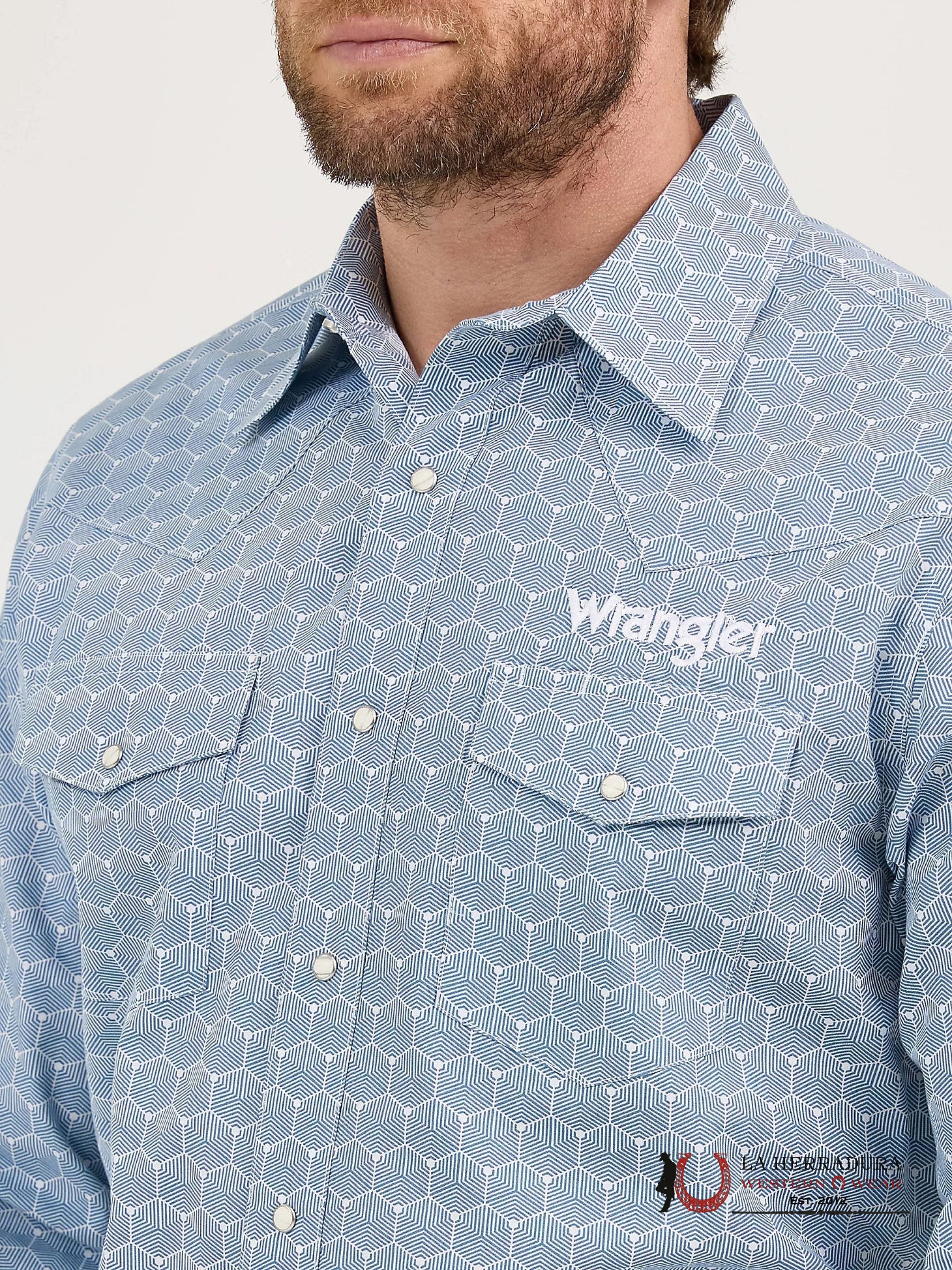 WRANGLER SHIRT CLASSIC FIT BLUE LONG SLEEVE 9470 ROPA HOMBRES