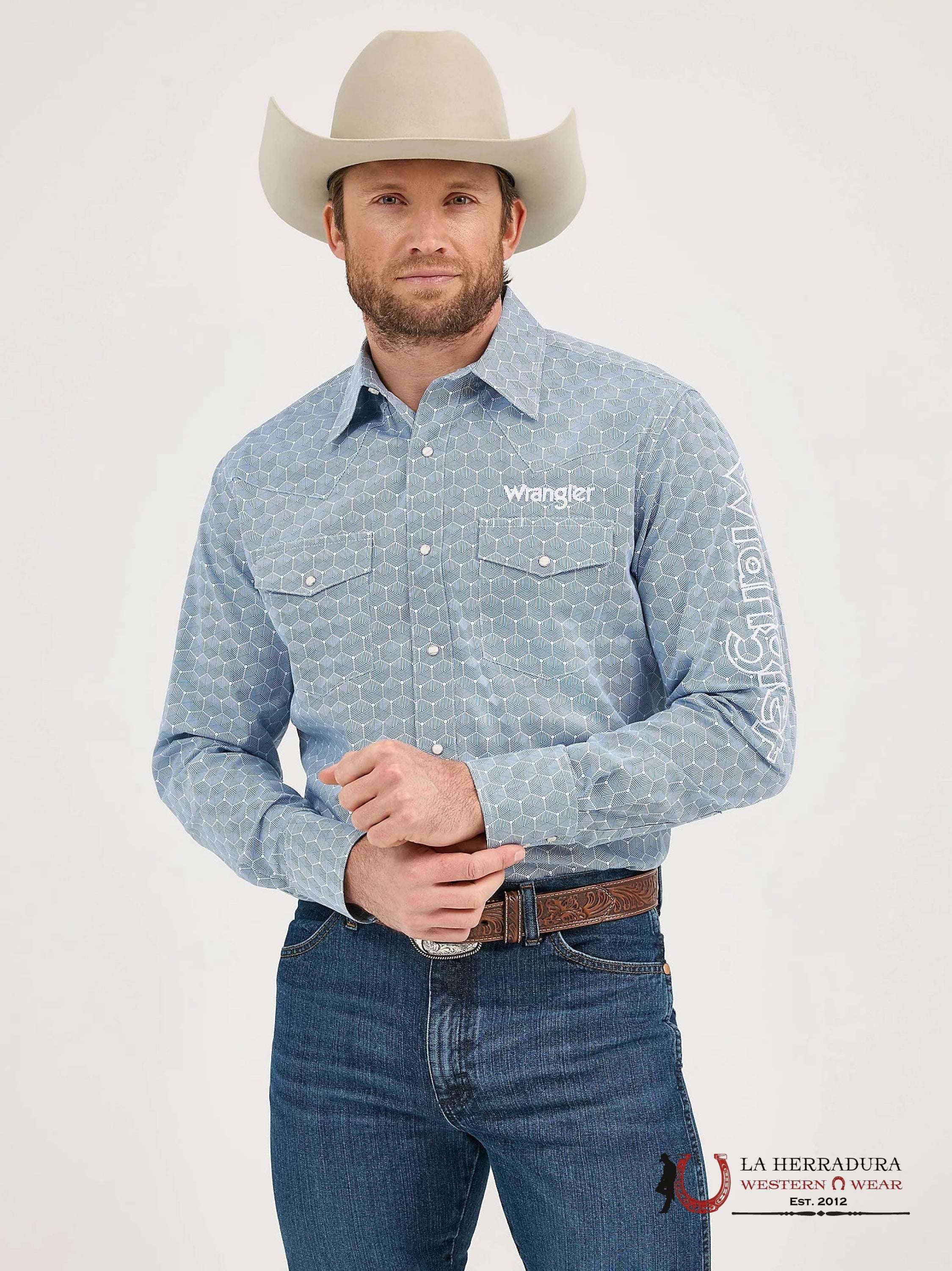 WRANGLER SHIRT CLASSIC FIT BLUE LONG SLEEVE 9470 ROPA HOMBRES
