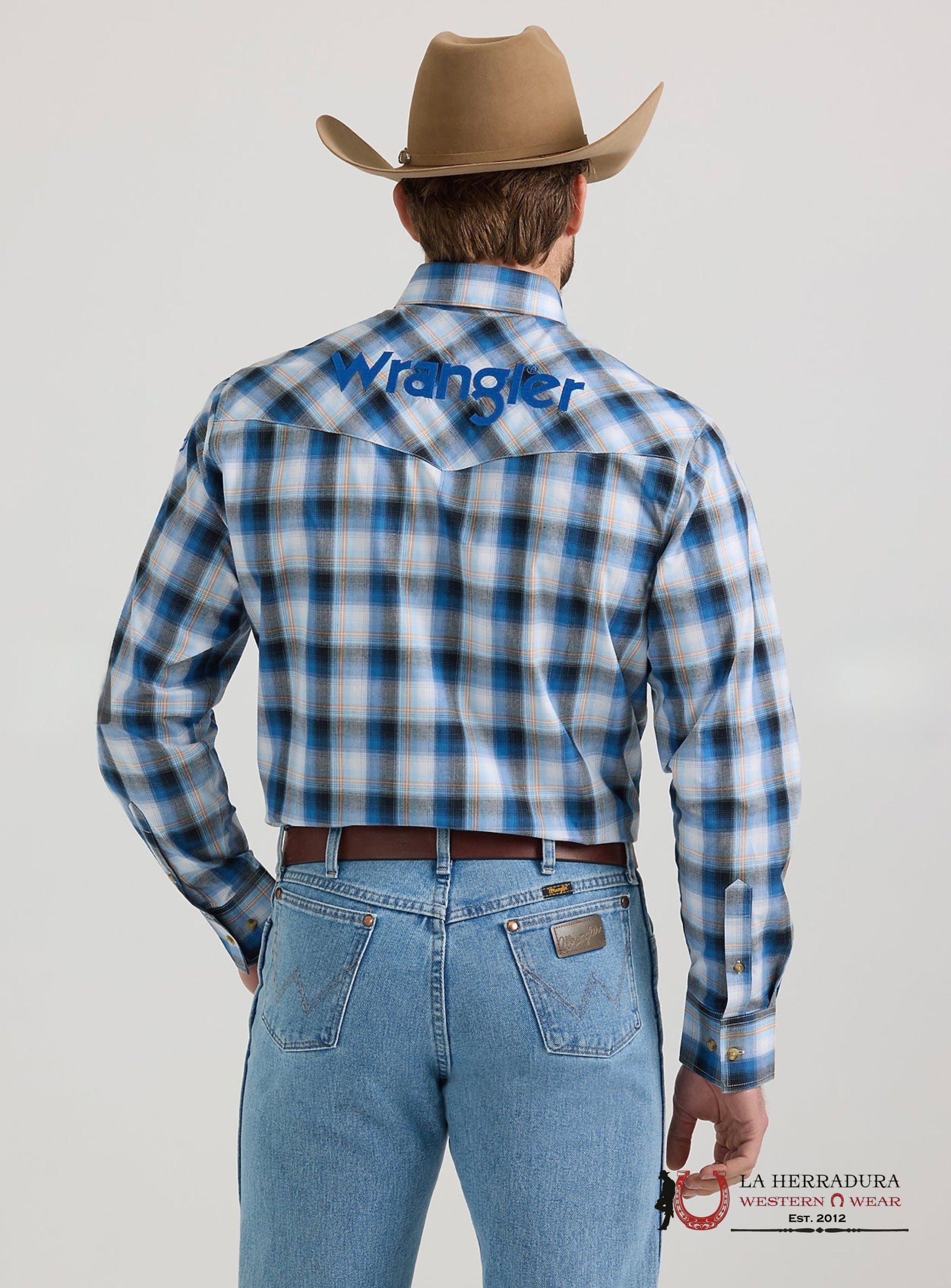 WRANGLER SHIRT CLASSIC FIT BLUE/ORANGE LONG SLEEVE 2383 ROPA HOMBRES