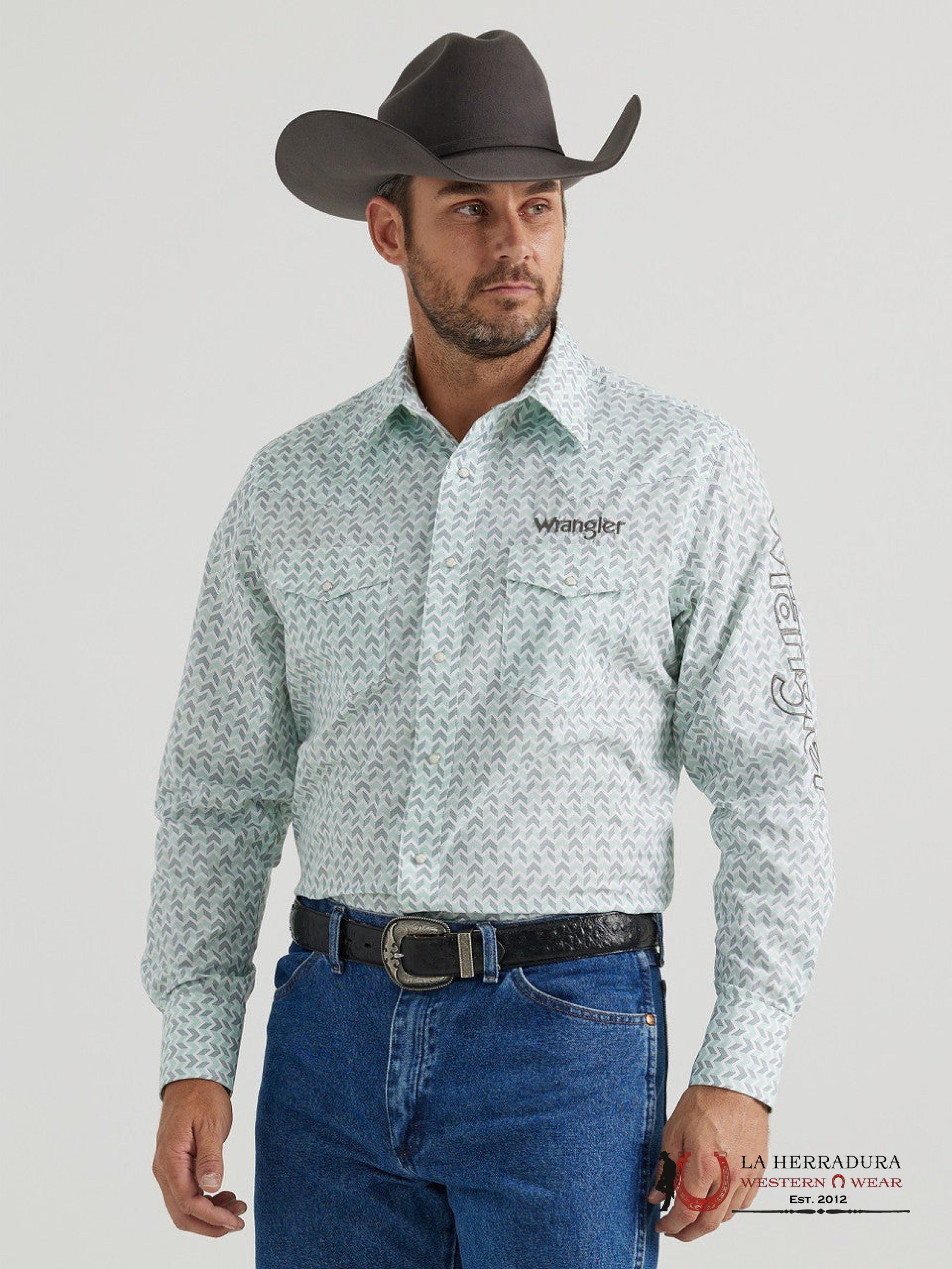 WRANGLER SHIRT CLASSIC FIT GREEN LONG SLEEVE 6224 ROPA HOMBRES