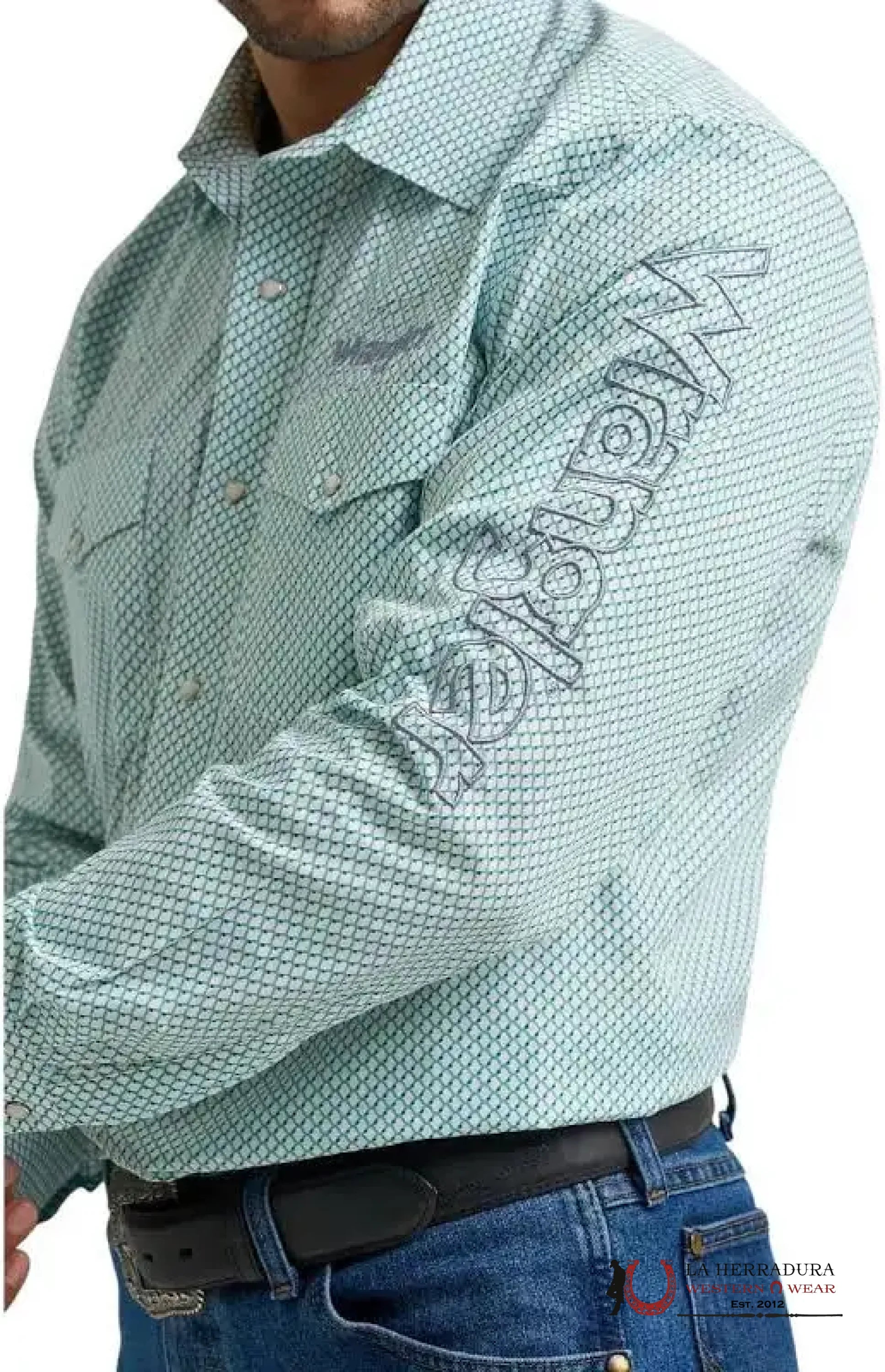 WRANGLER SHIRT CLASSIC FIT GREEN/WHITE LONG SLEEVE 112367729 ROPA HOMBRES