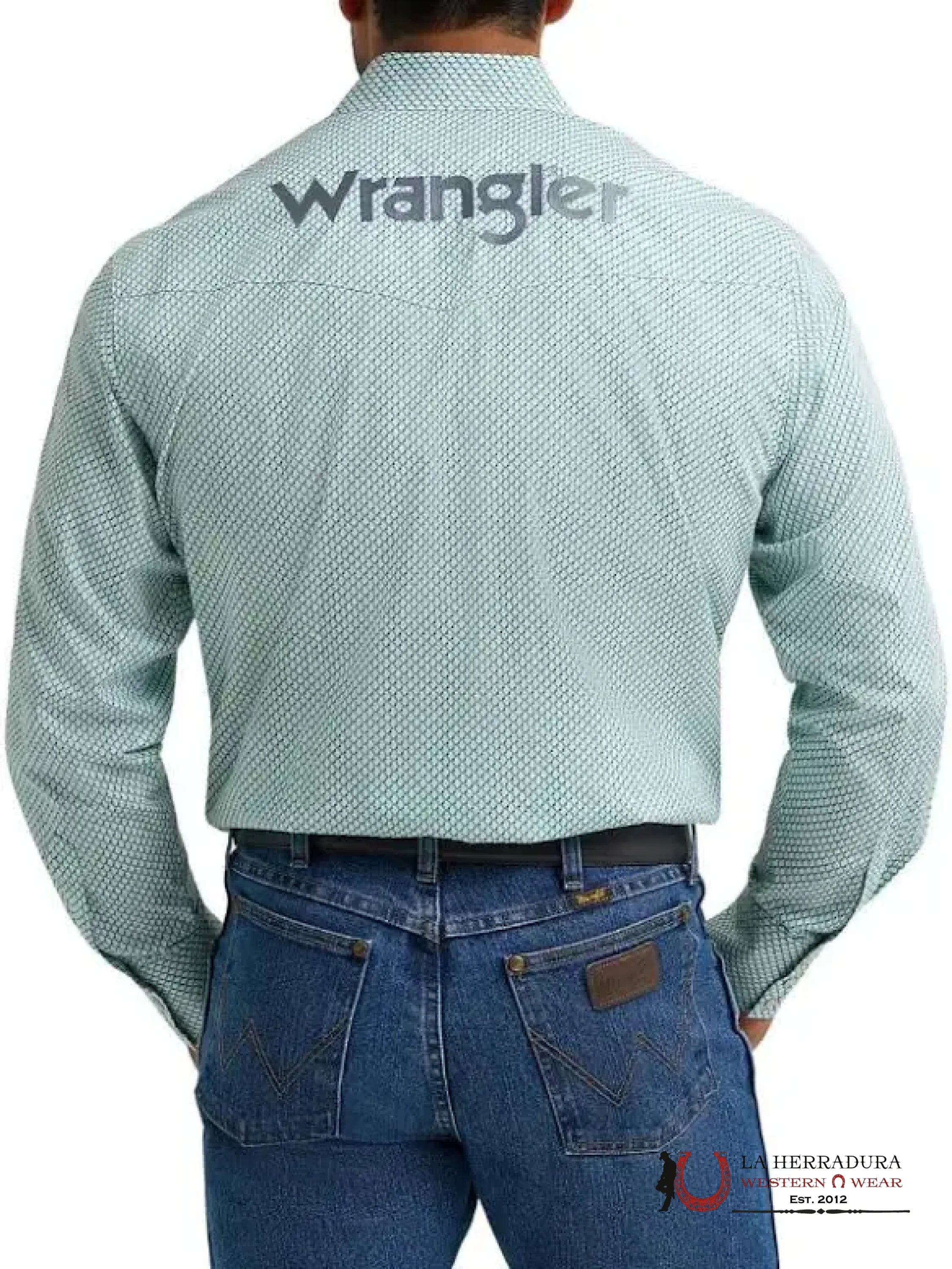 WRANGLER SHIRT CLASSIC FIT GREEN/WHITE LONG SLEEVE 112367729 ROPA HOMBRES