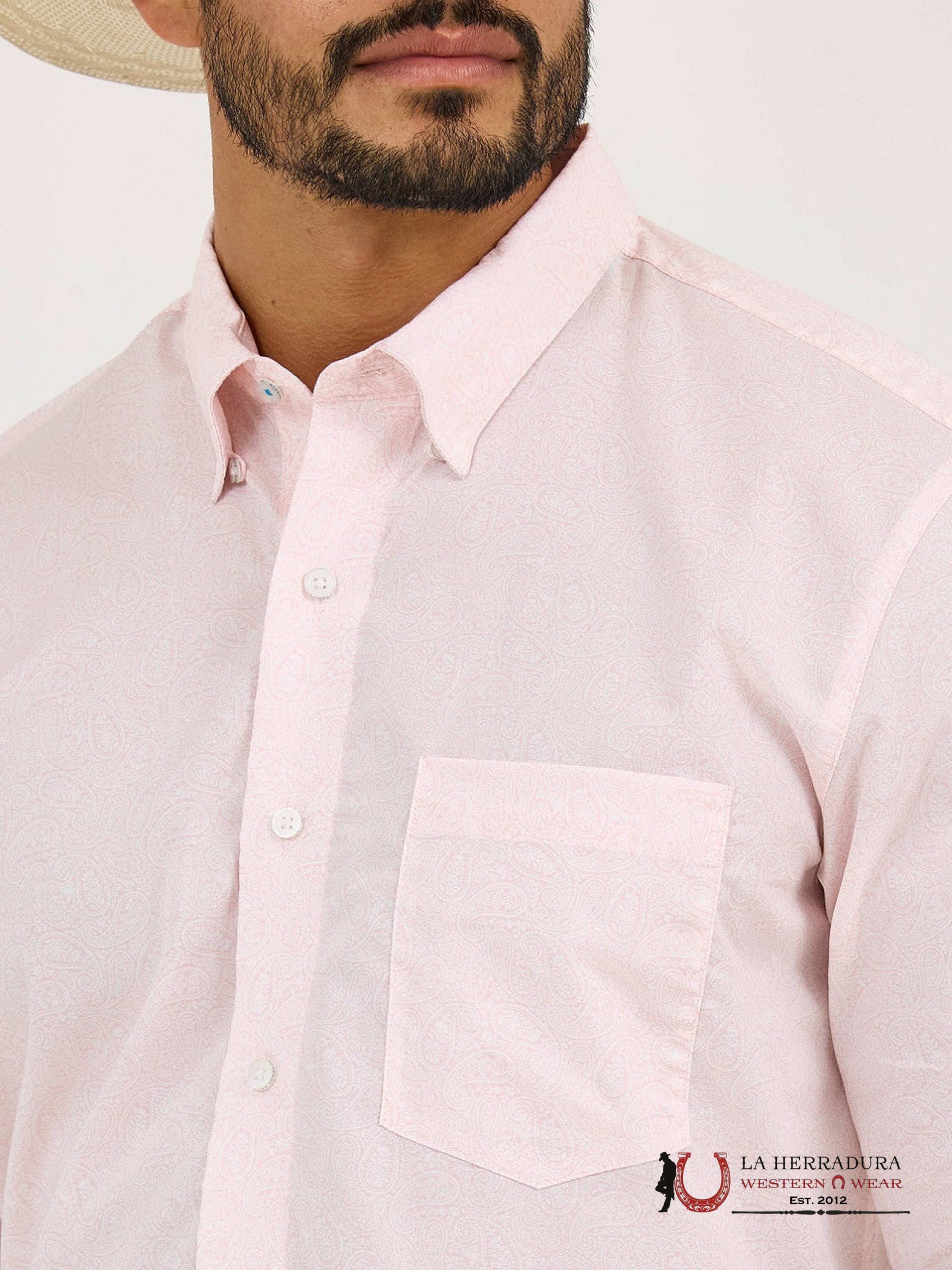 WRANGLER SHIRT CLASSIC FIT PINK LONG SLEEVE 9682 ROPA HOMBRES