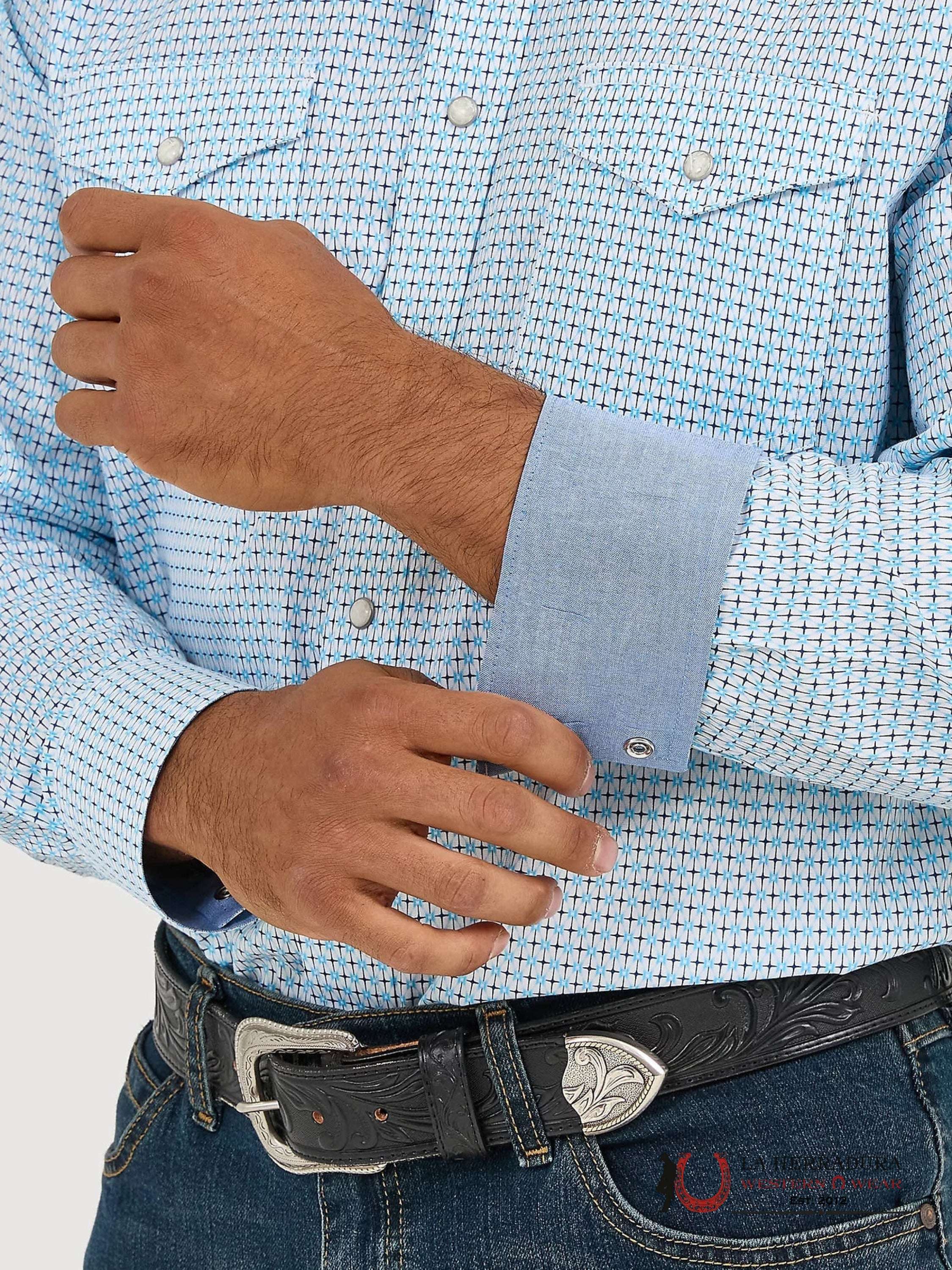 WRANGLER SHIRT CLASSIC FIT WHITE/BLUE LONG SLEEVE 5390 ROPA HOMBRES