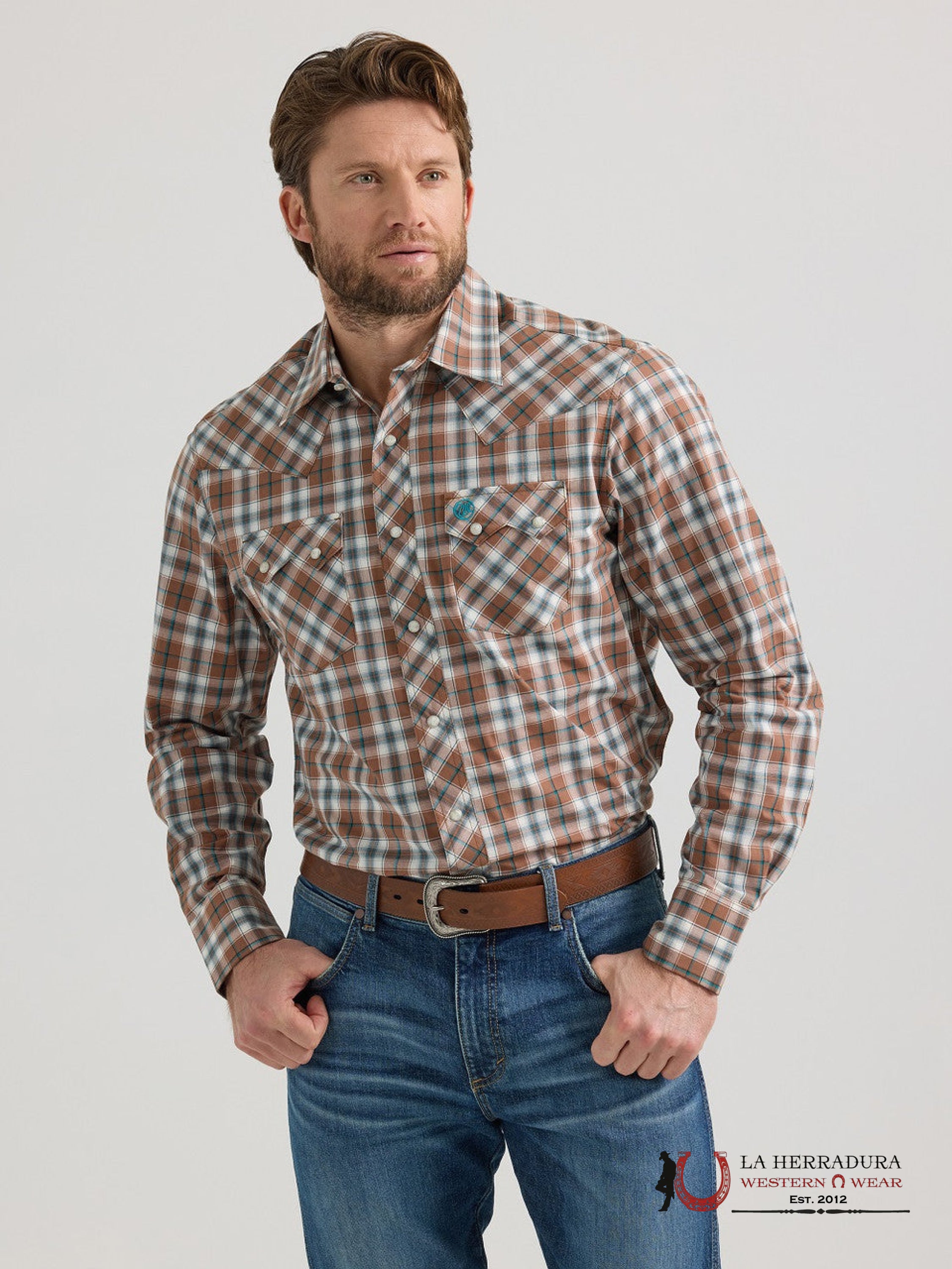 WRANGLER SHIRT MODERN FIT BROWN LONG SLEEVE 1481 ROPA HOMBRES