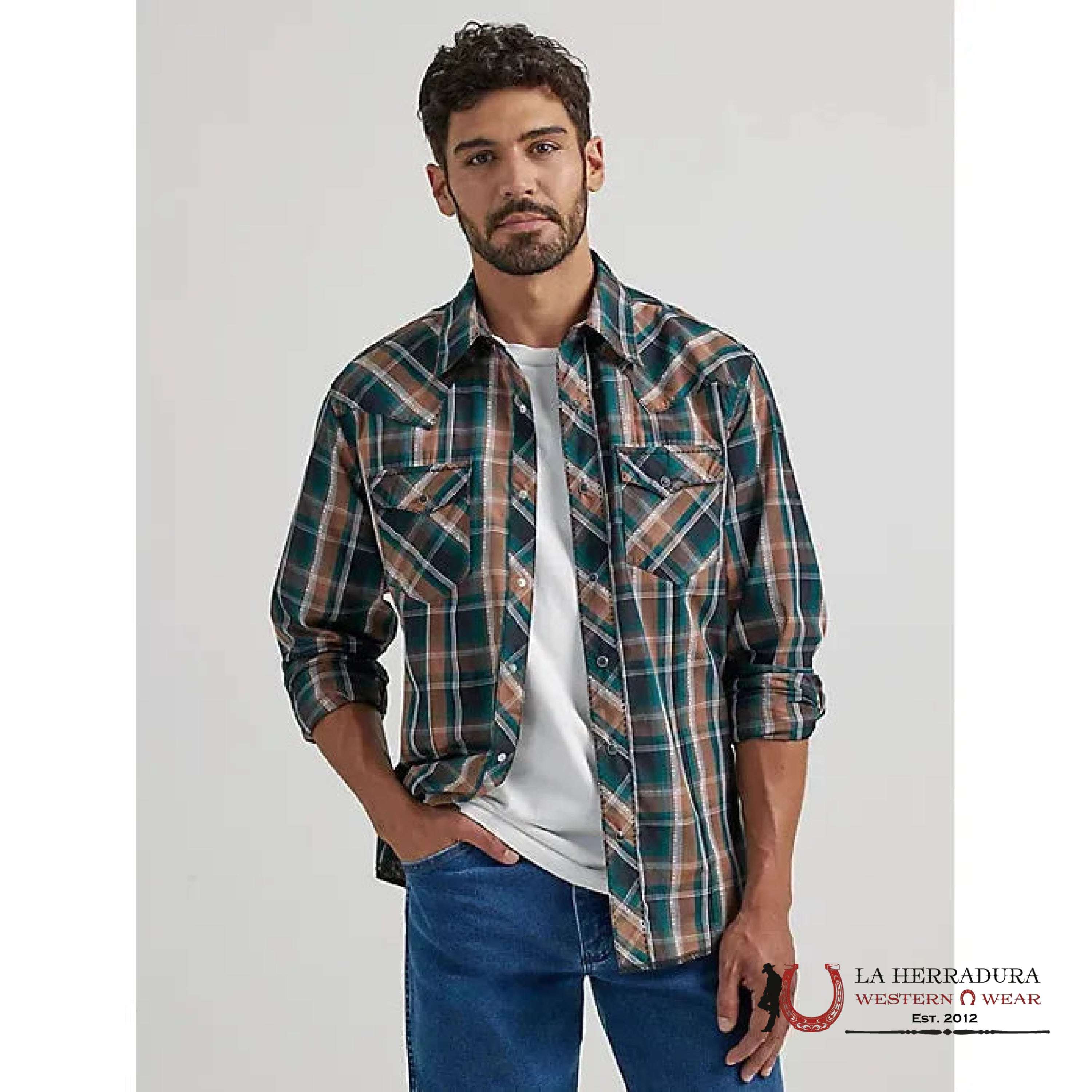 WRANGLER SHIRT MODERN FIT BROWN LONG SLEEVE 7992 ROPA HOMBRES