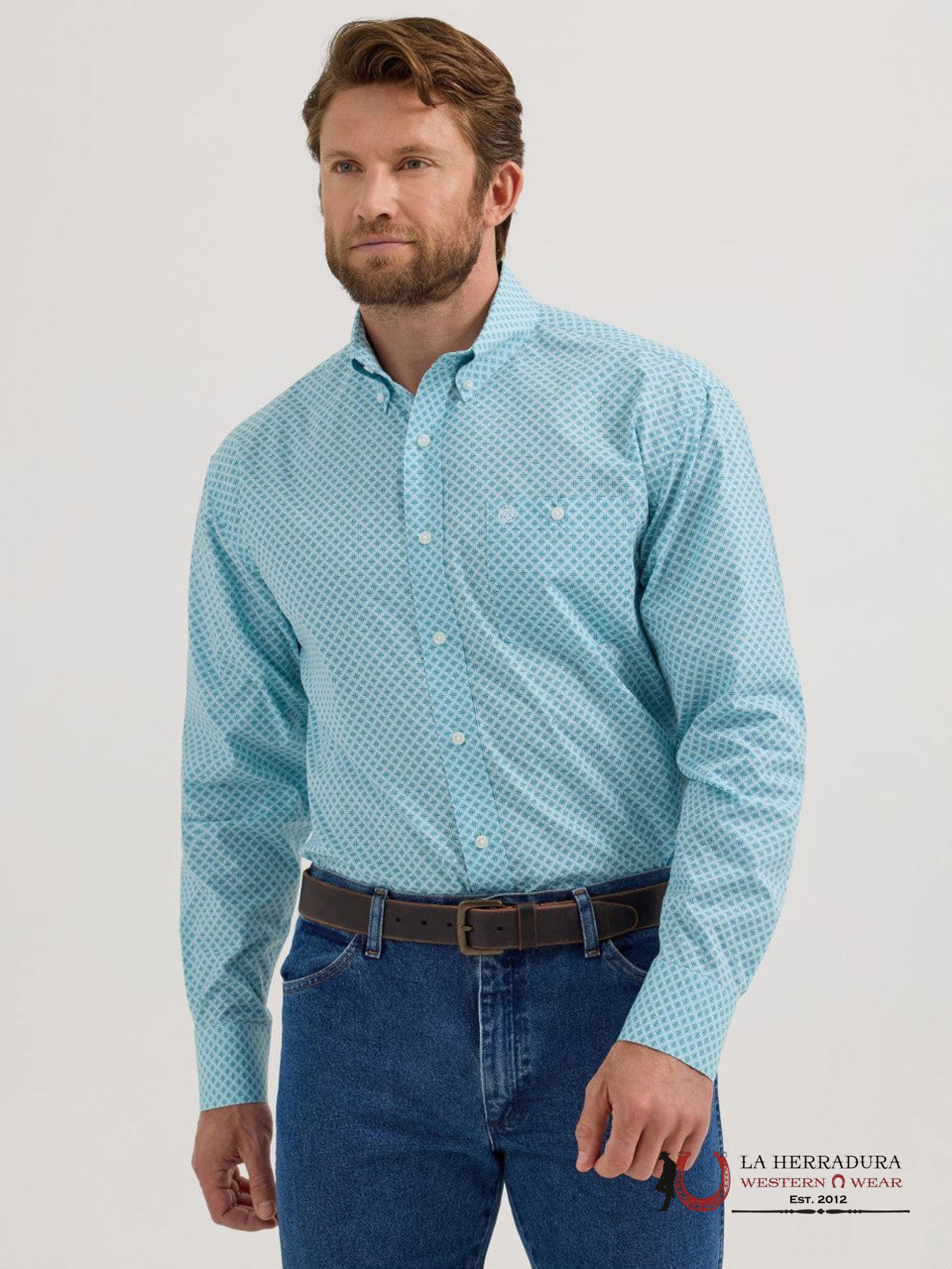 WRANGLER SHIRT RELAXED FIT BLUE LONG SLEEVE 5323 ROPA HOMBRES