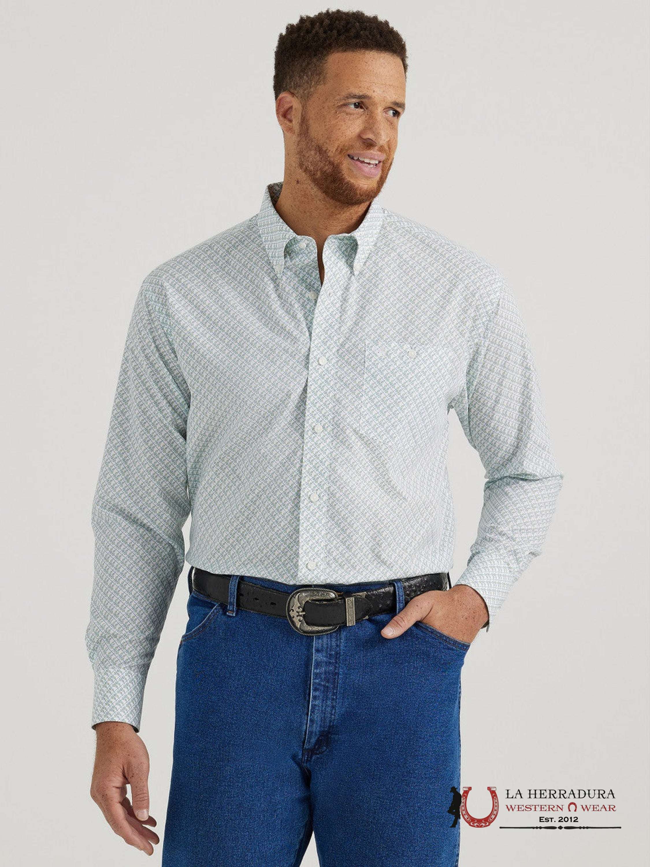 WRANGLER SHIRT RELAXED FIT GREEN LONG SLEEVE 6074 ROPA HOMBRES