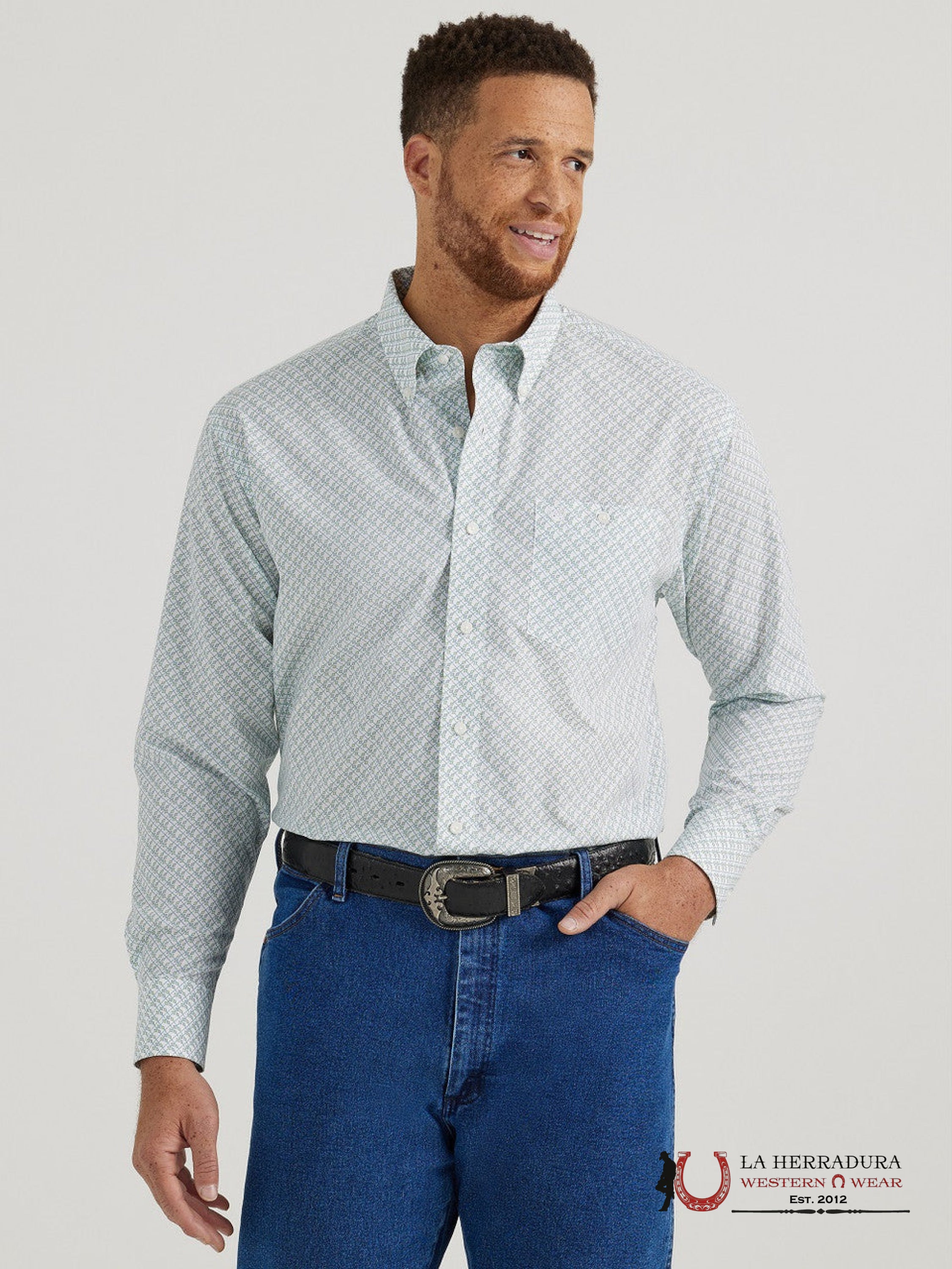 WRANGLER SHIRT RELAXED FIT GREEN LONG SLEEVE 6074 ROPA HOMBRES