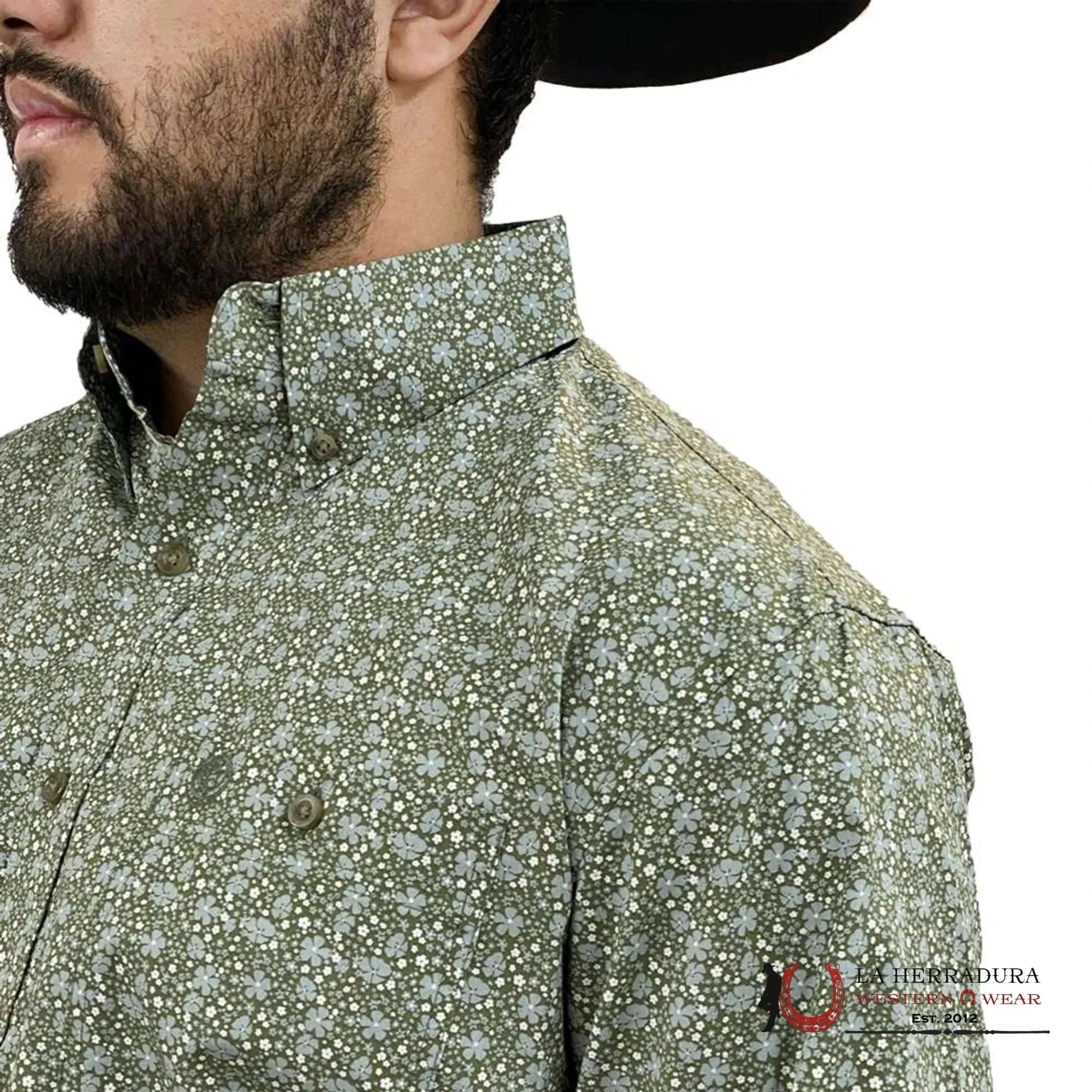 WRANGLER SHIRT RELAXED FIT GREEN LONG SLEEVE 9974 ROPA HOMBRES
