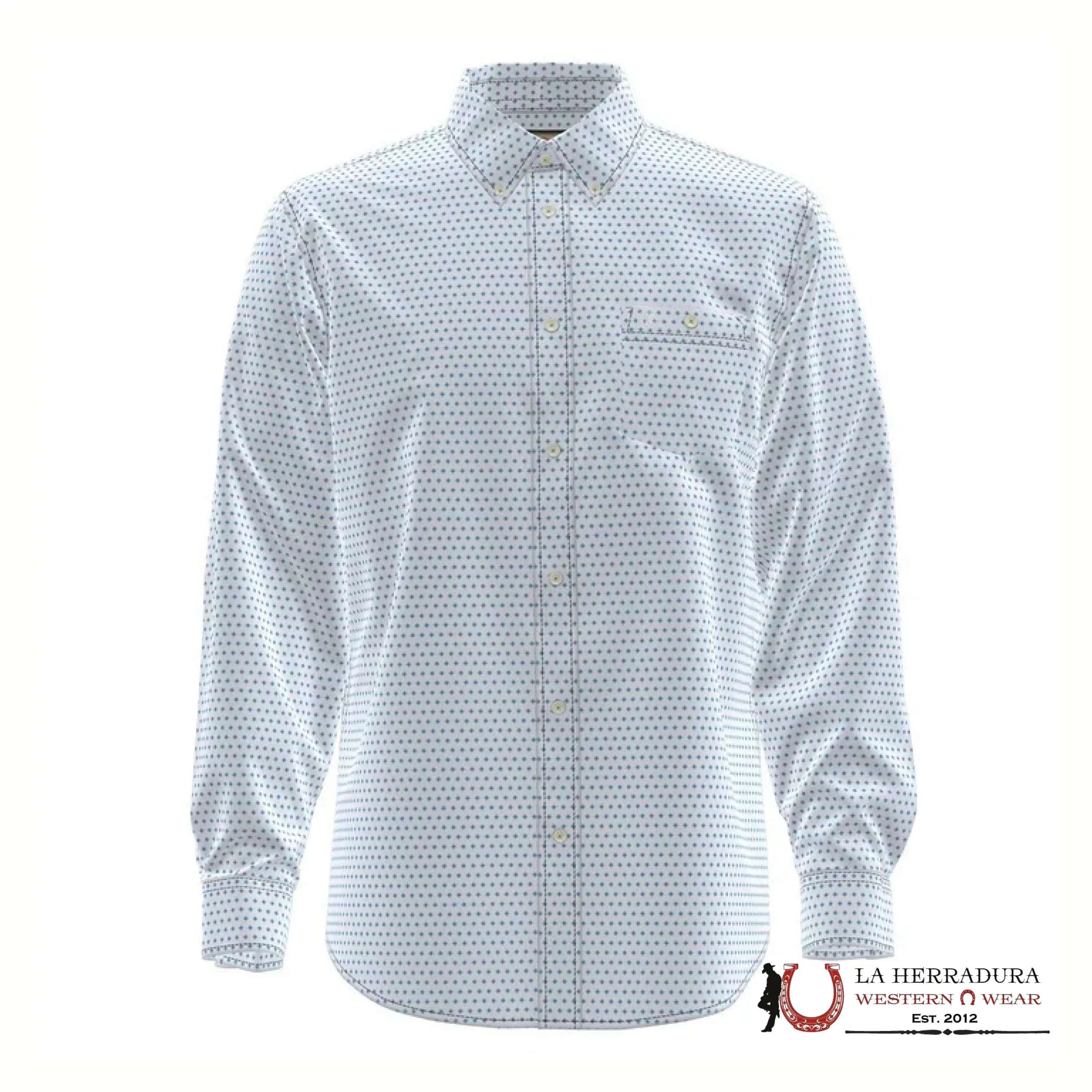 WRANGLER SHIRT RELAXED FIT WHITE/BLUE LONG SLEEVE 4264 ROPA HOMBRES